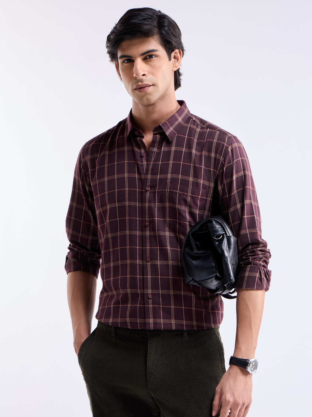 check Regular Fit Shirt - Purple t4option_1