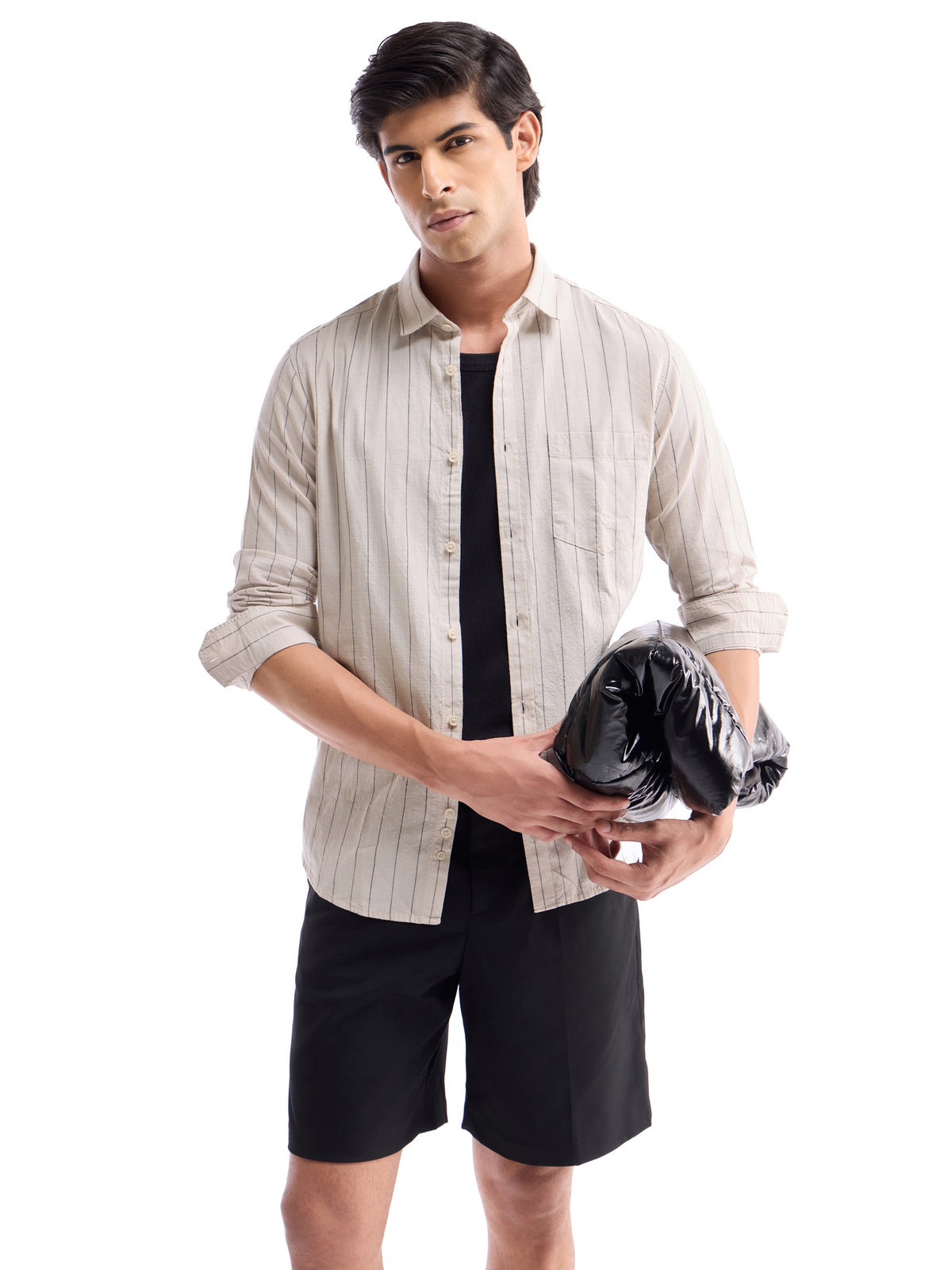 Striped Regular Fit Shirt - Ecru t4option_0