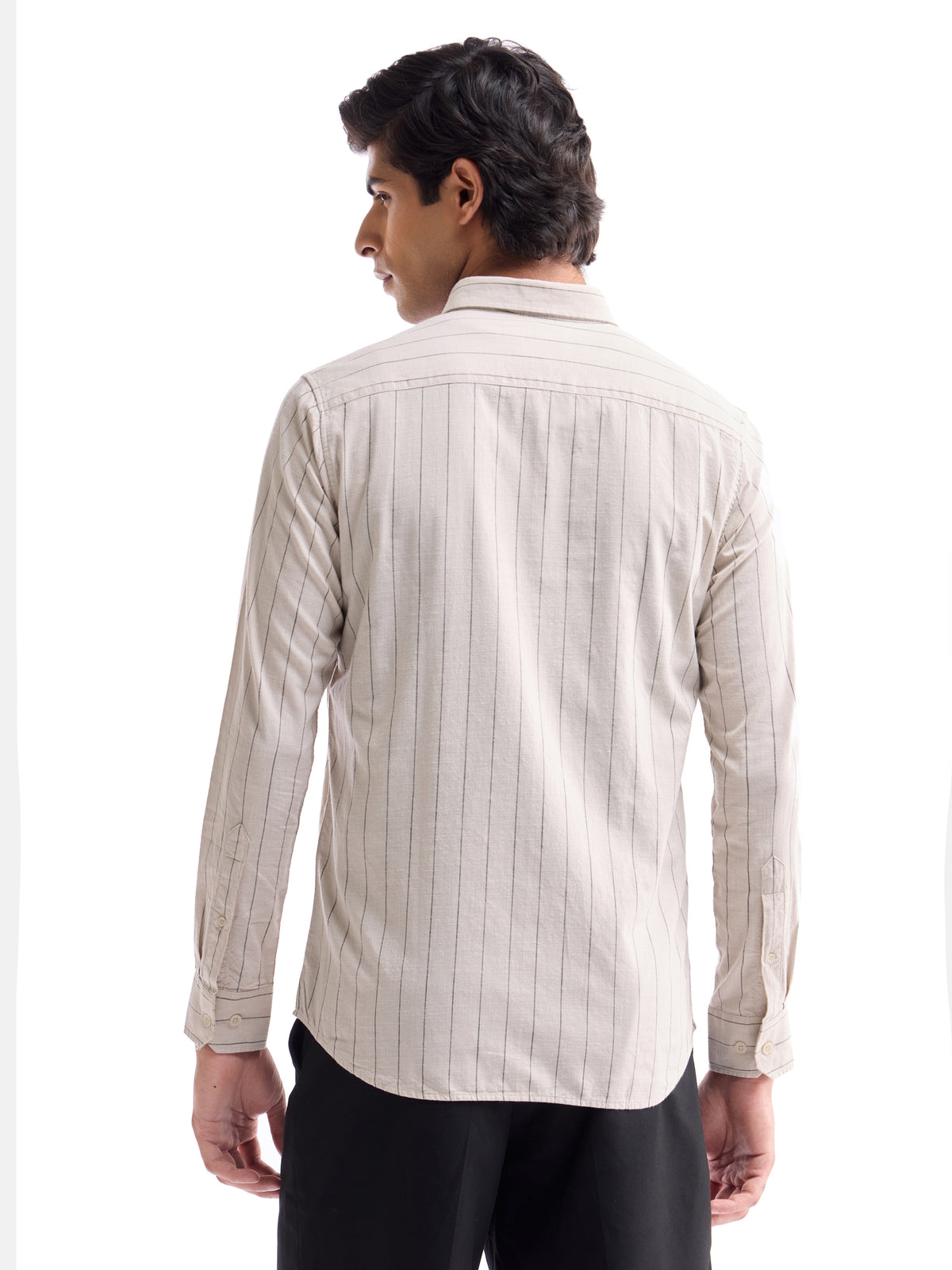 Striped Regular Fit Shirt - Ecru t4option_0
