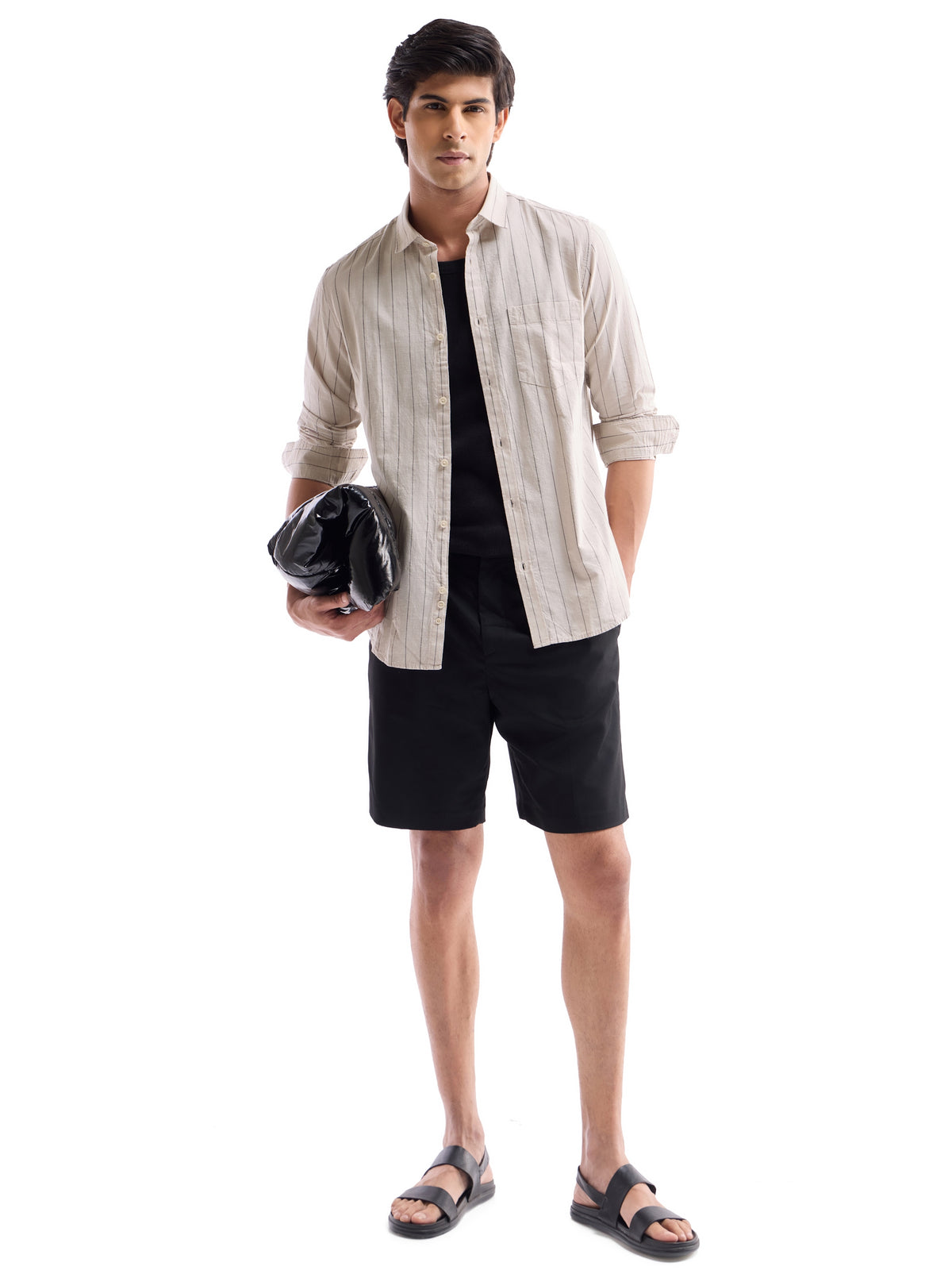 Striped Regular Fit Shirt - Ecru t4option_0