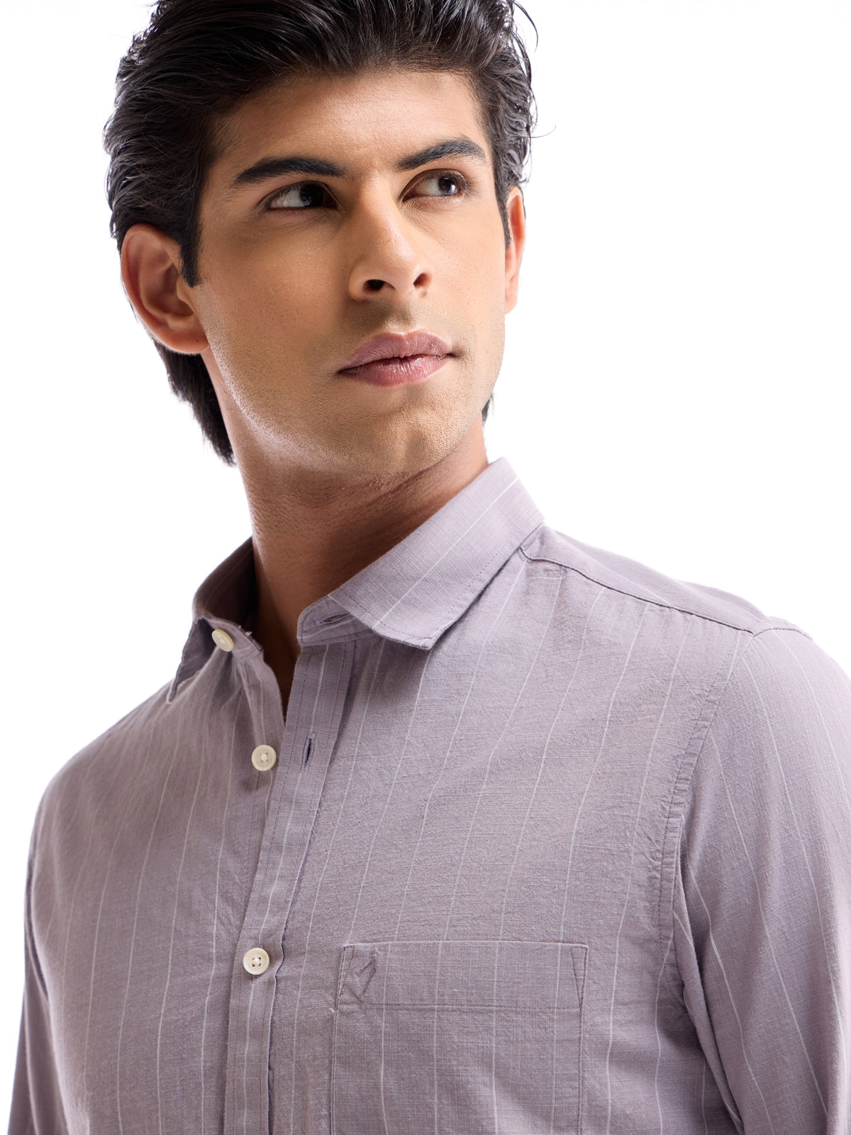 Striped Regular Fit Shirt - Mauve t4option_1