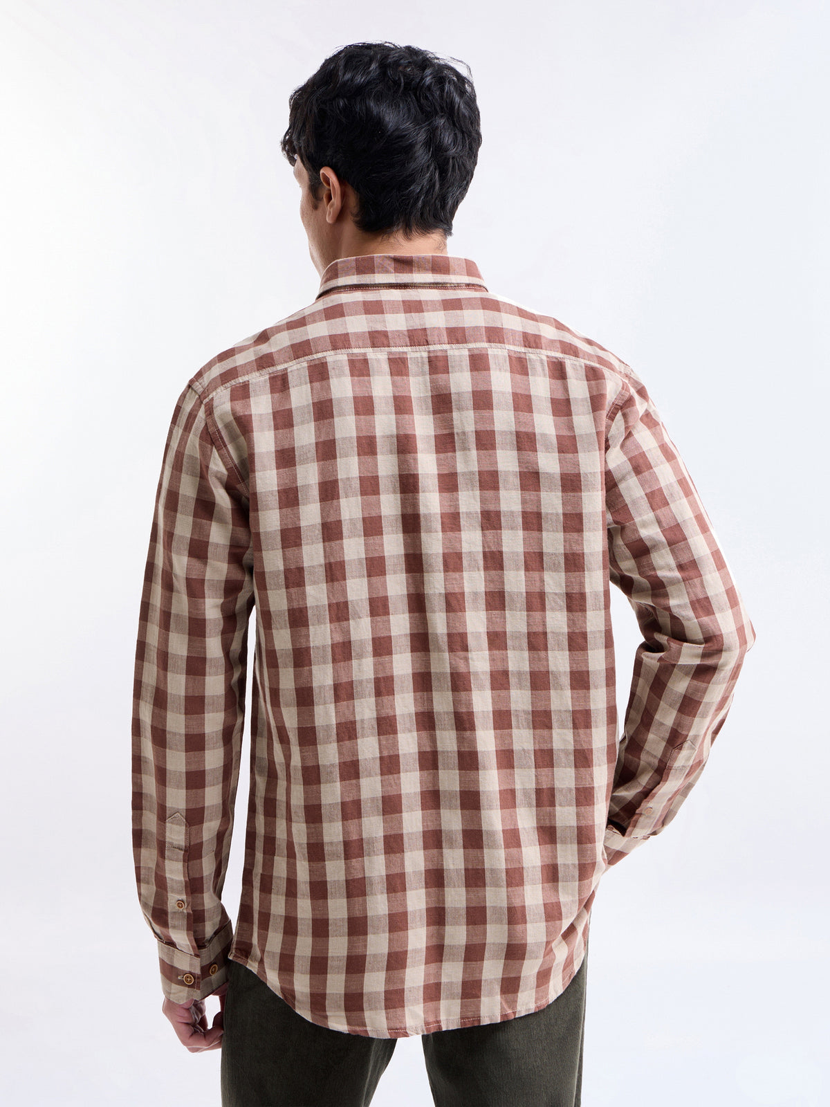 check Regular Fit Shirt - Brown t4option_1