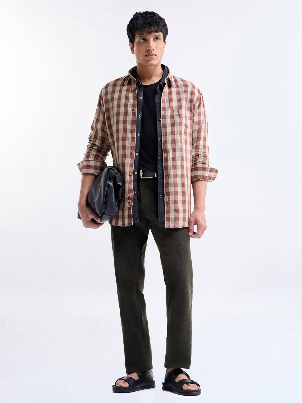 check Regular Fit Shirt - Brown t4option_1