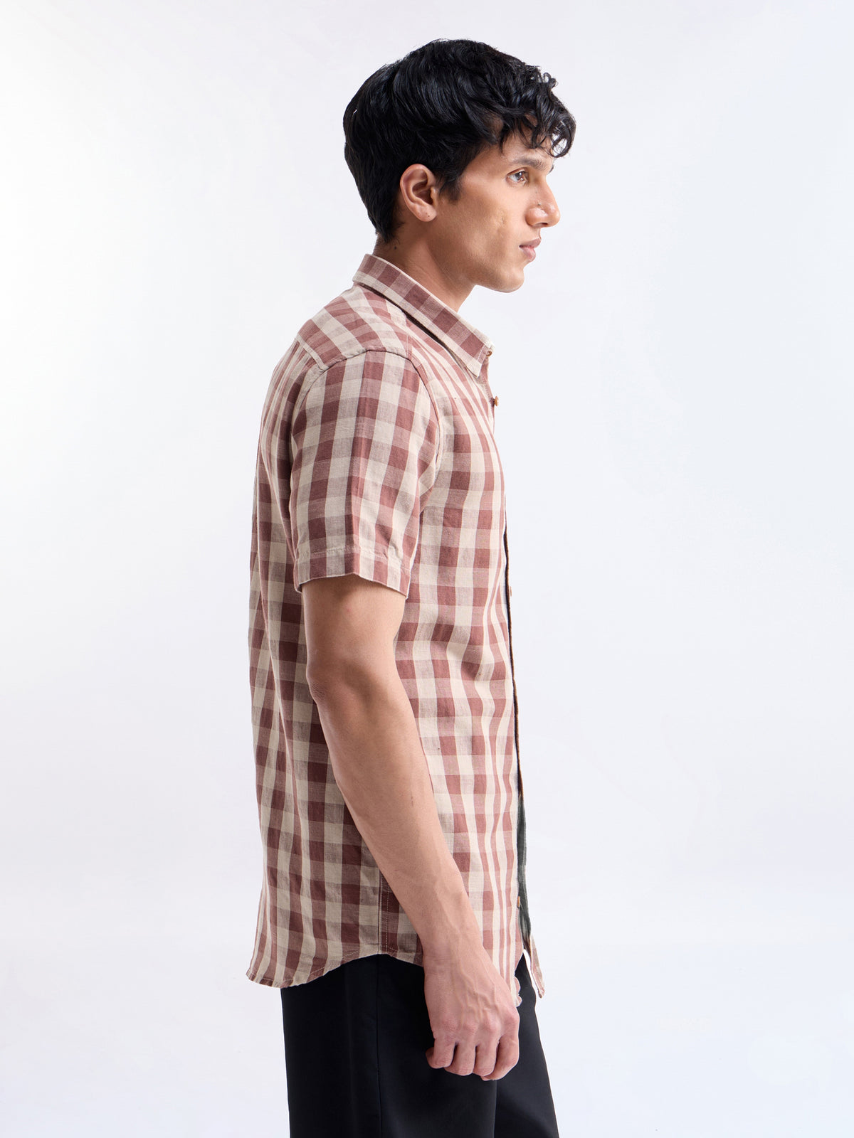check Regular Fit Shirt - Brown t4option_1