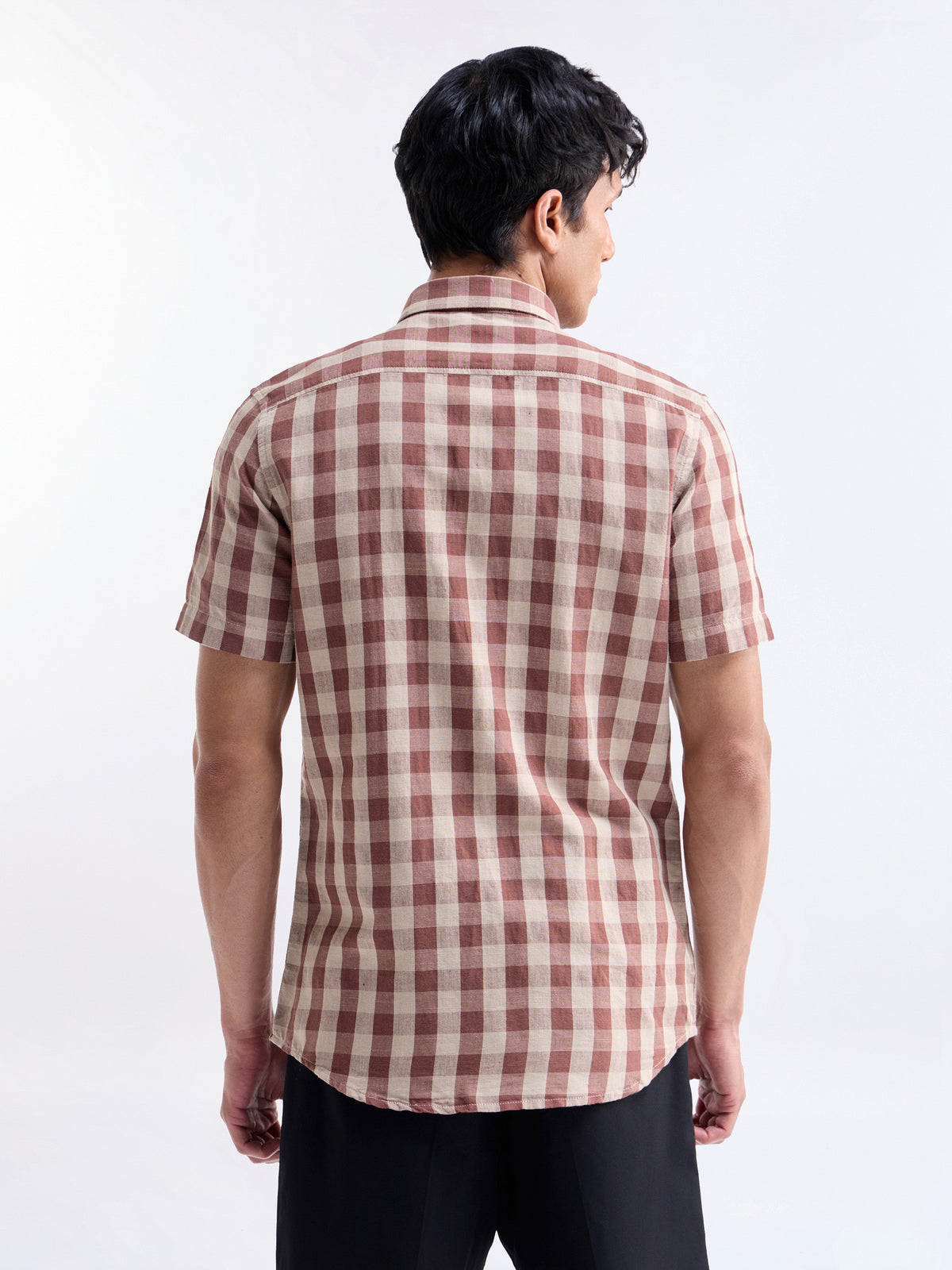 check Regular Fit Shirt - Brown t4option_1