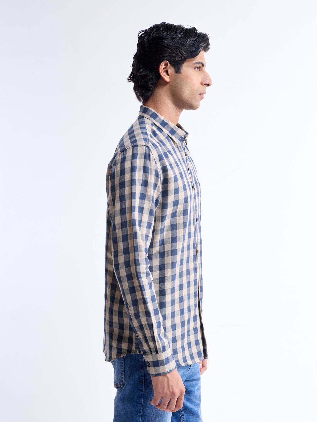 check Regular Fit Shirt - Navy t4option_0
