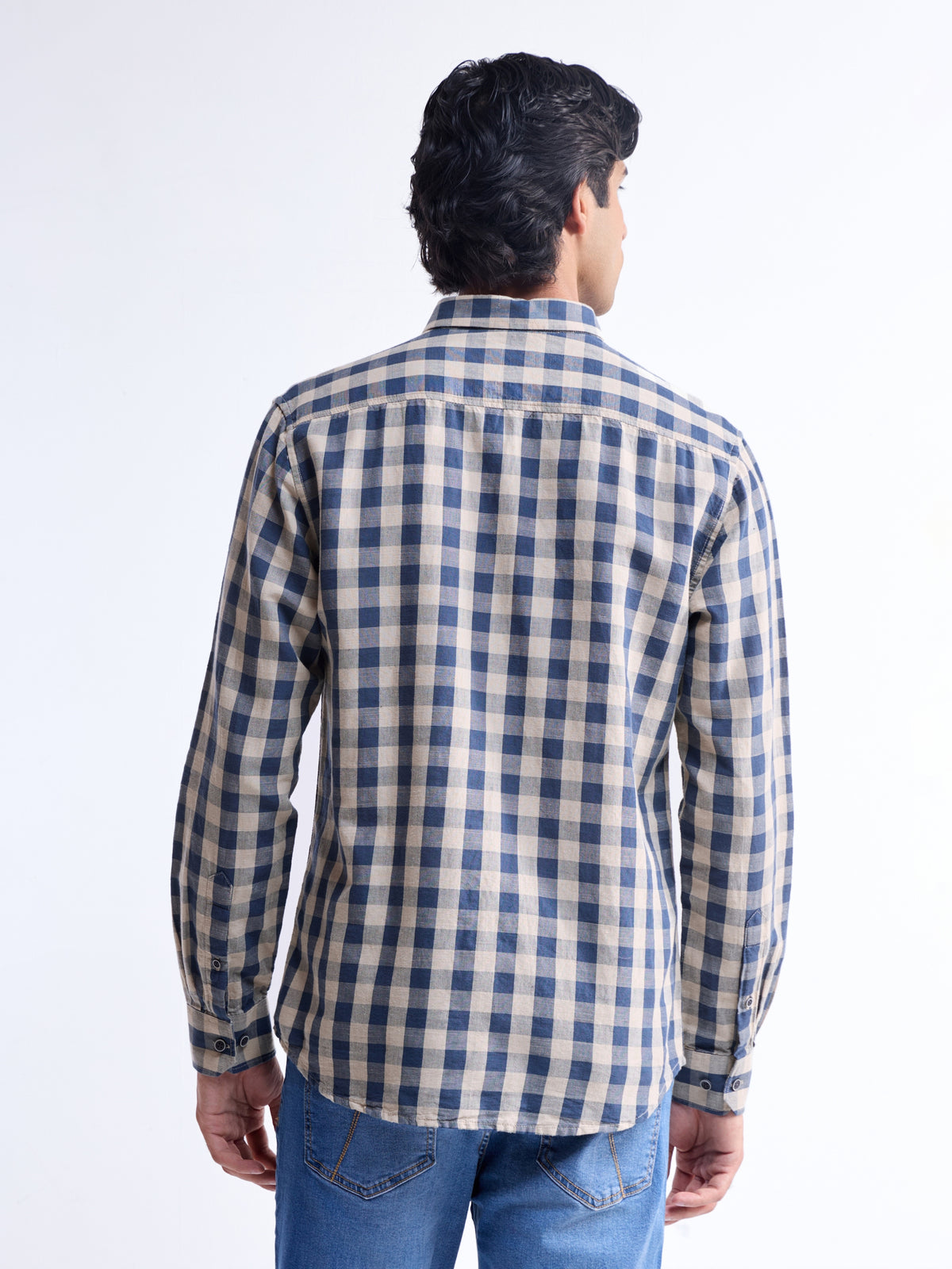 check Regular Fit Shirt - Navy t4option_0