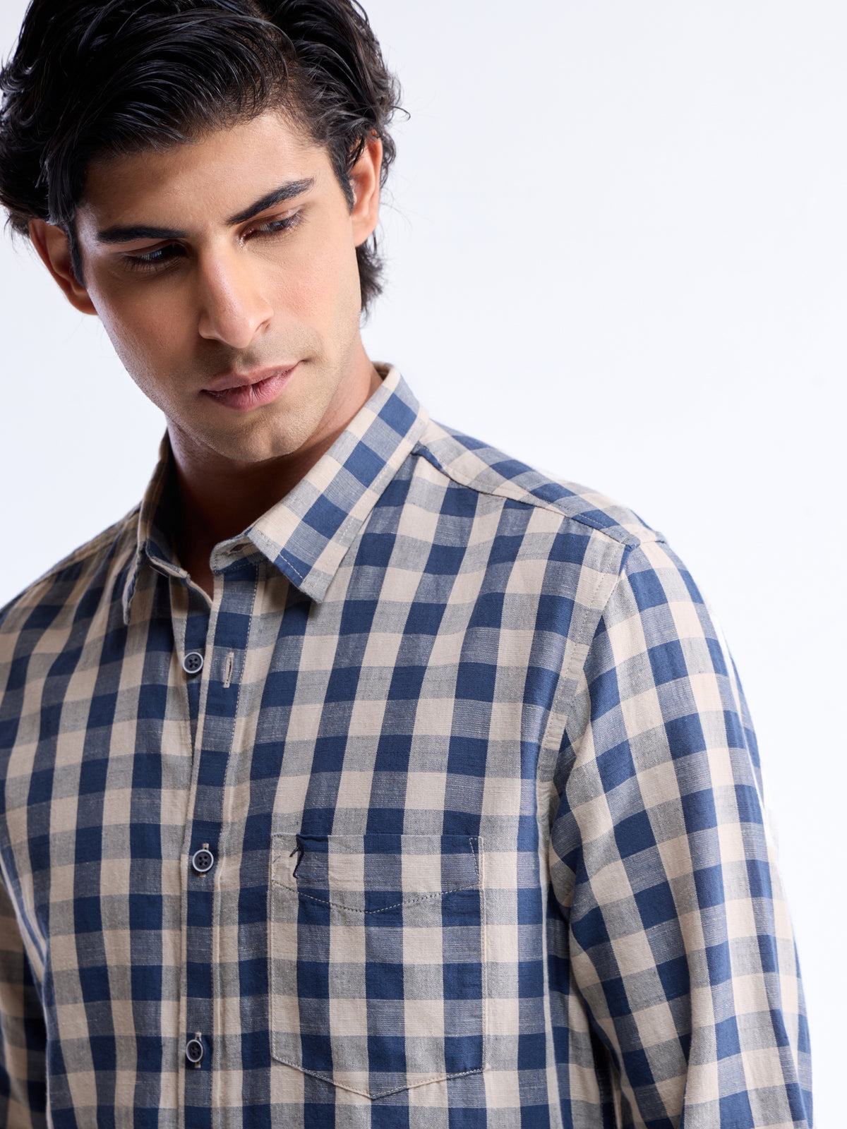 check Regular Fit Shirt - Navy t4option_0