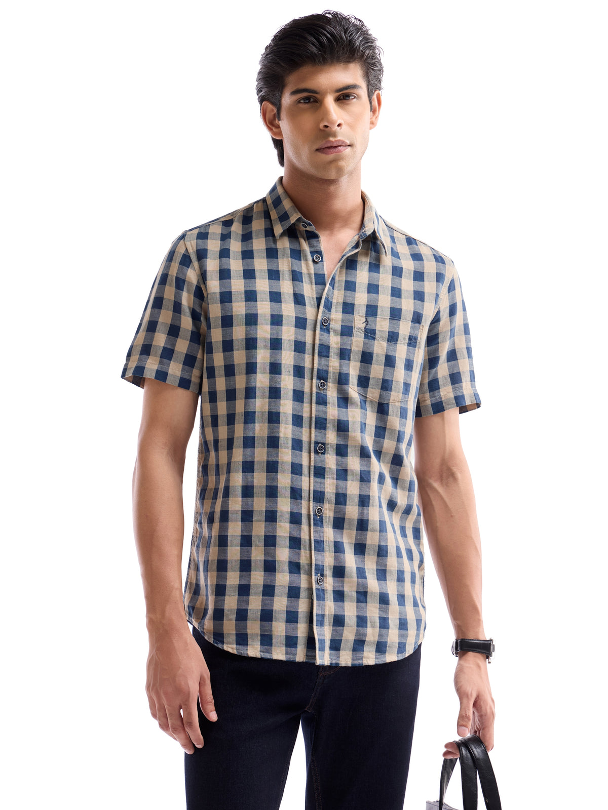 check Regular Fit Shirt - Navy t4option_0