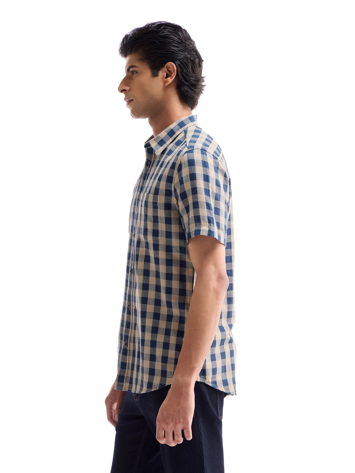 check Regular Fit Shirt - Navy t4option_0