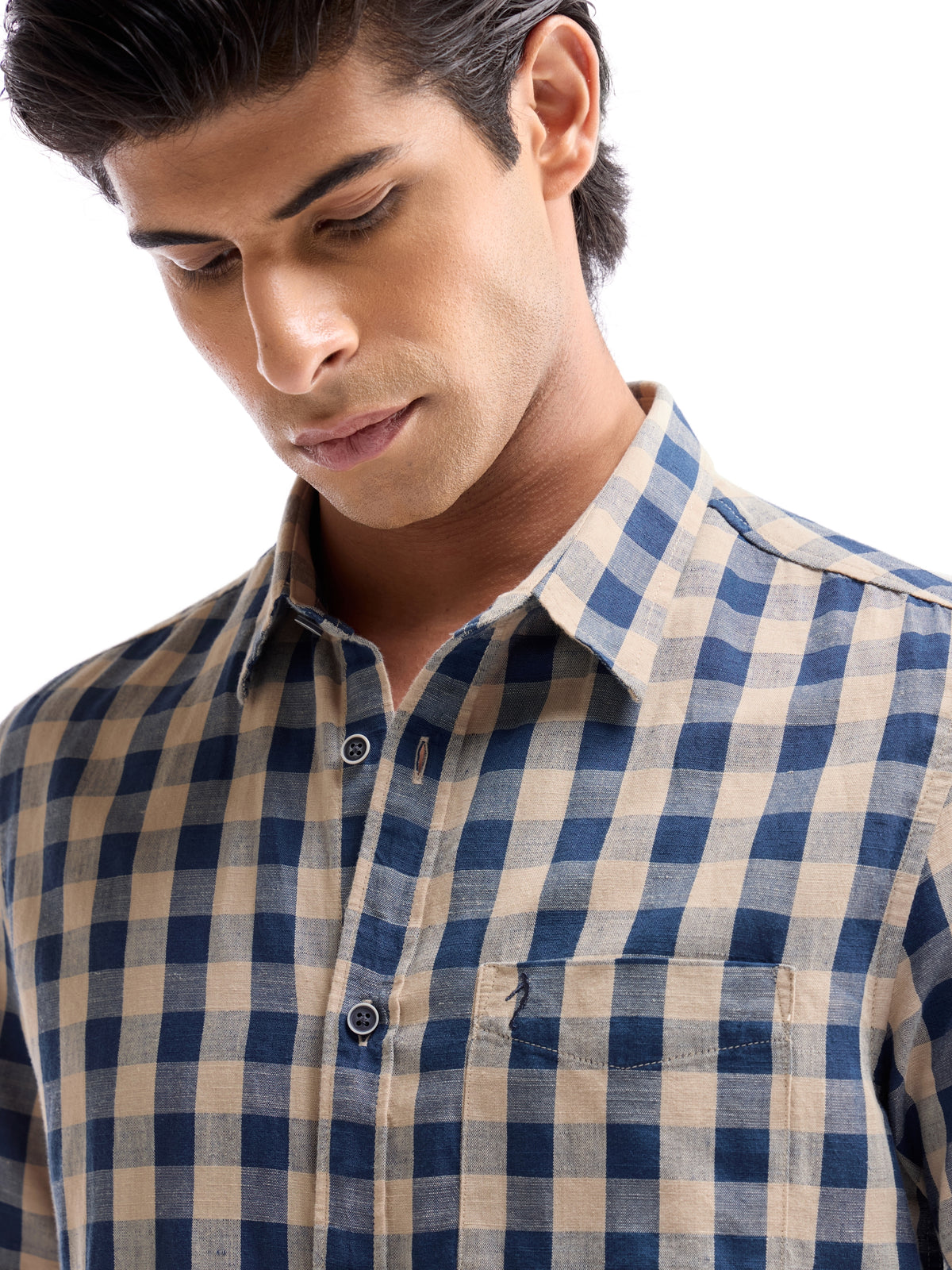 check Regular Fit Shirt - Navy t4option_0