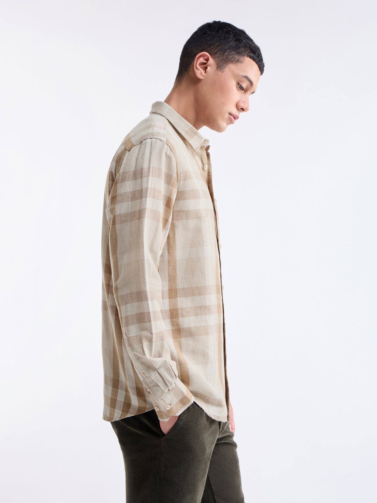 Tan check Regular Fit Shirt - Tan t4option_0