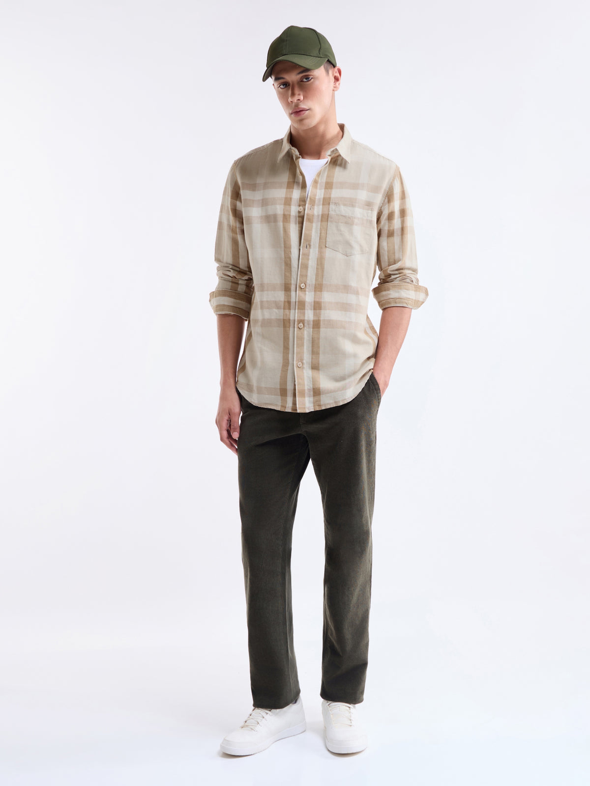 Tan check Regular Fit Shirt - Tan t4option_0