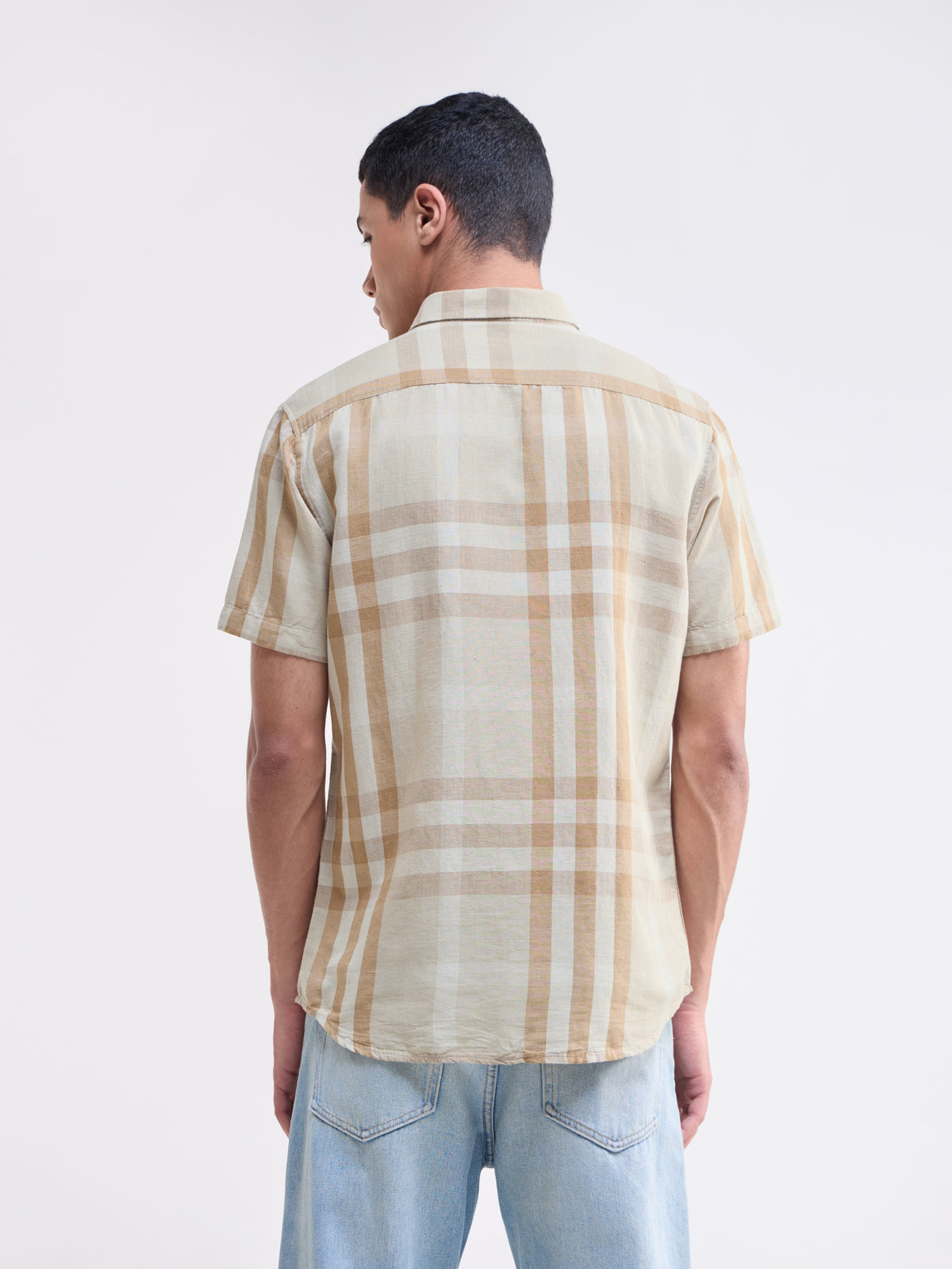 Tan check Regular Fit Shirt - Tan t4option_0