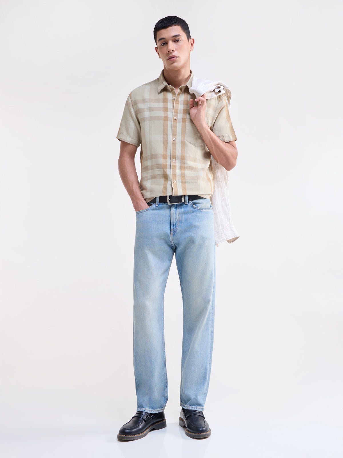 Tan check Regular Fit Shirt - Tan t4option_0