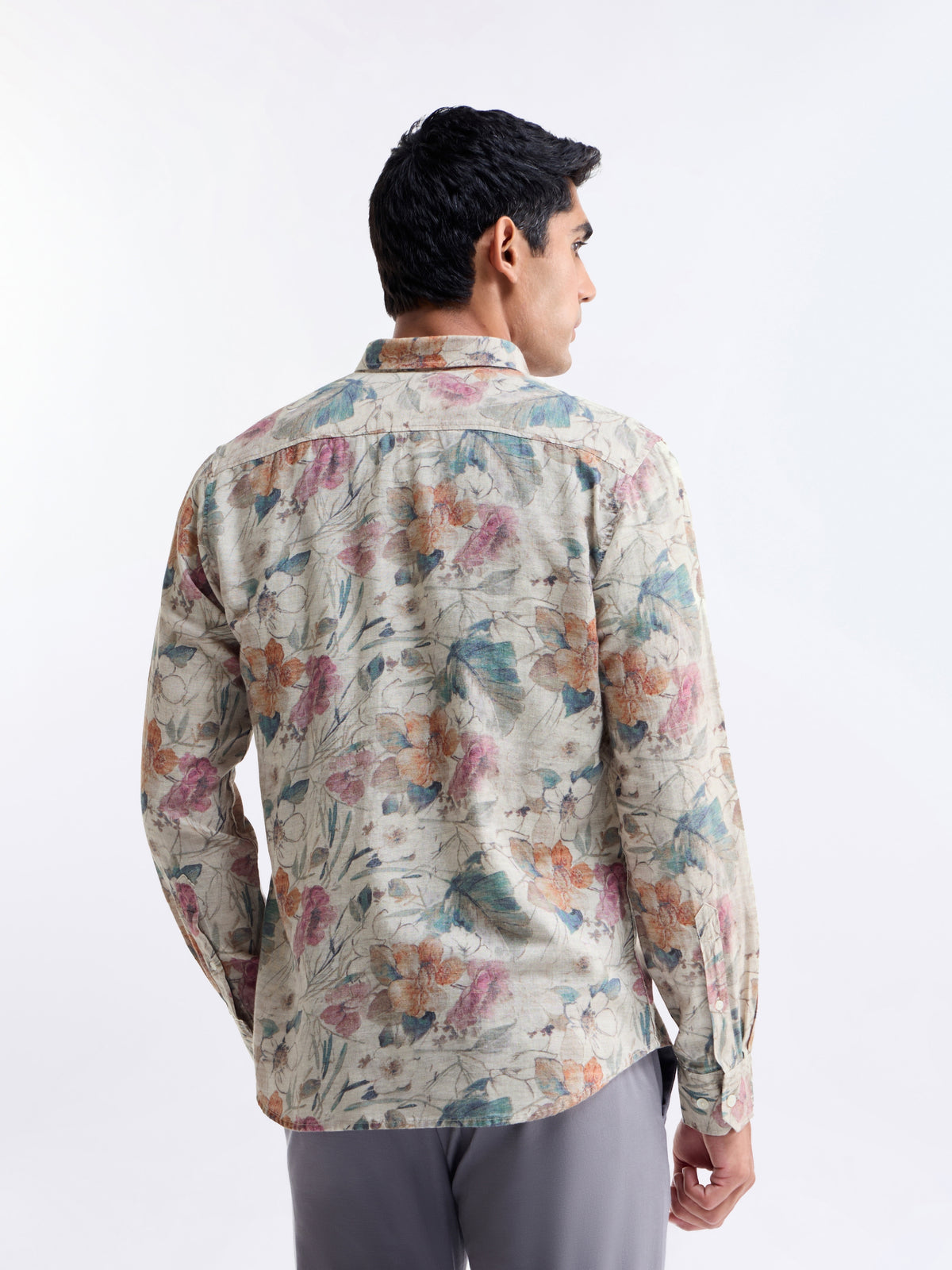 Natural Printed Regular Fit Shirt - Natural t4option_0