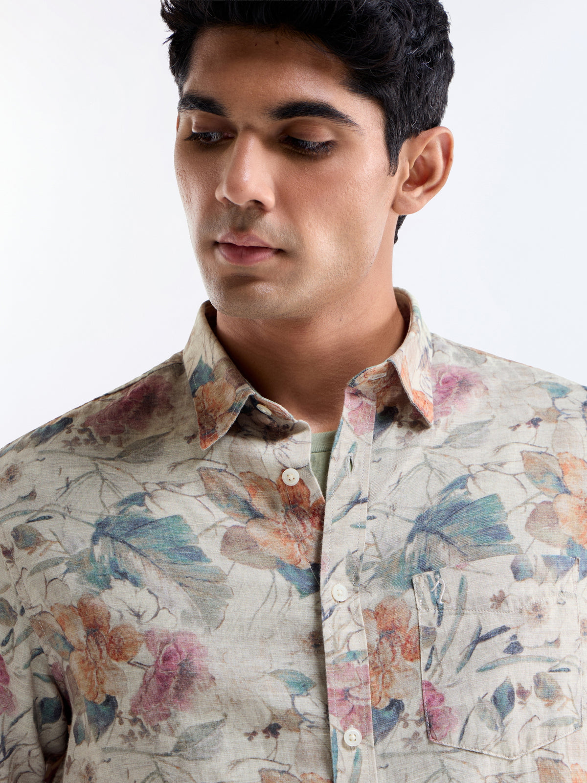 Natural Printed Regular Fit Shirt - Natural t4option_0