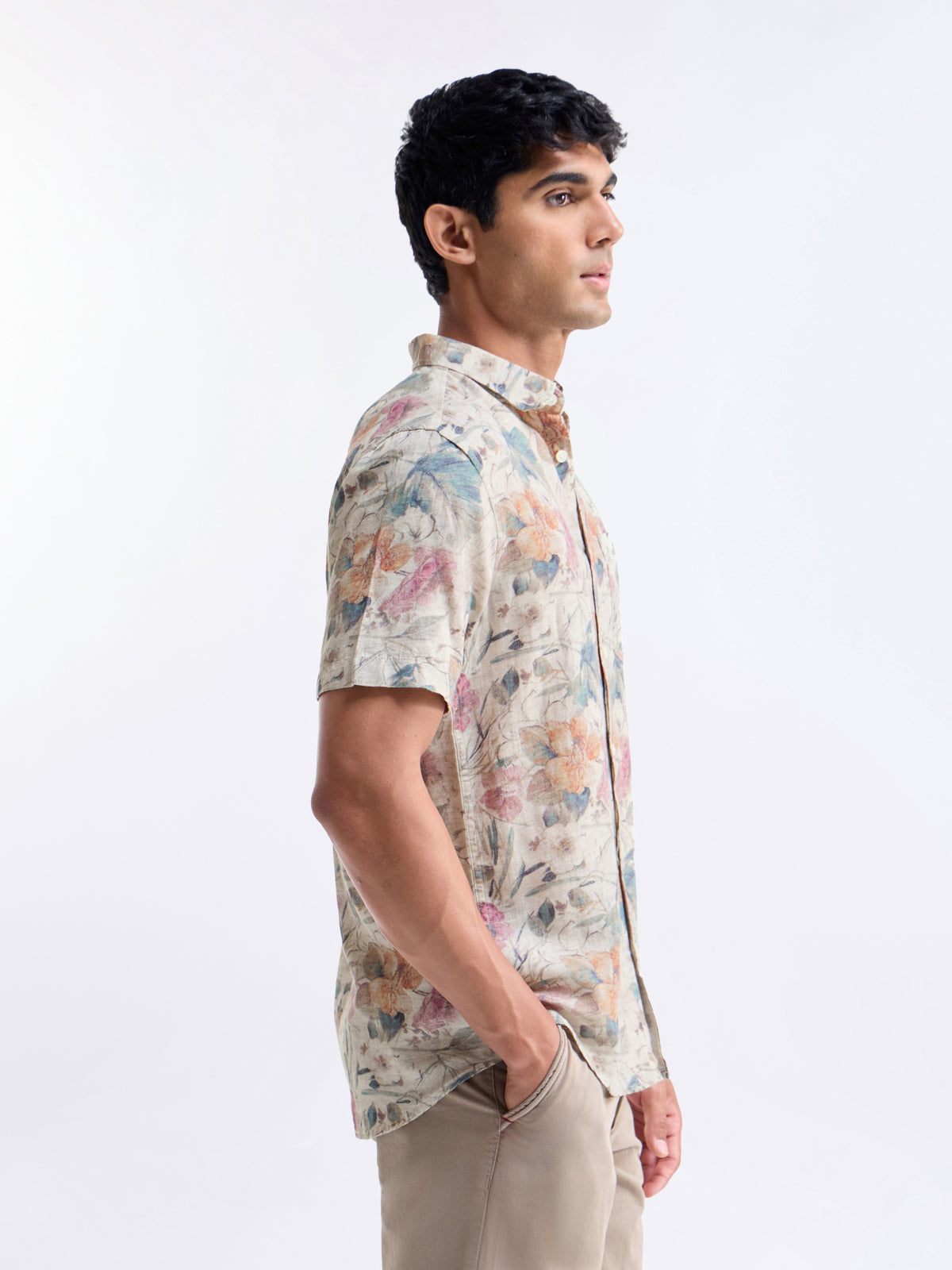 Natural Printed Regular Fit Shirt - Natural t4option_0