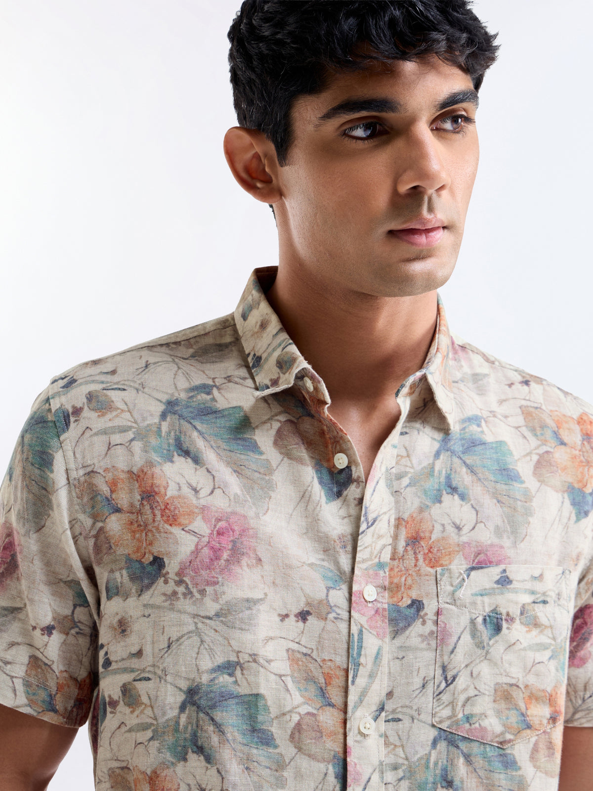 Natural Printed Regular Fit Shirt - Natural t4option_0