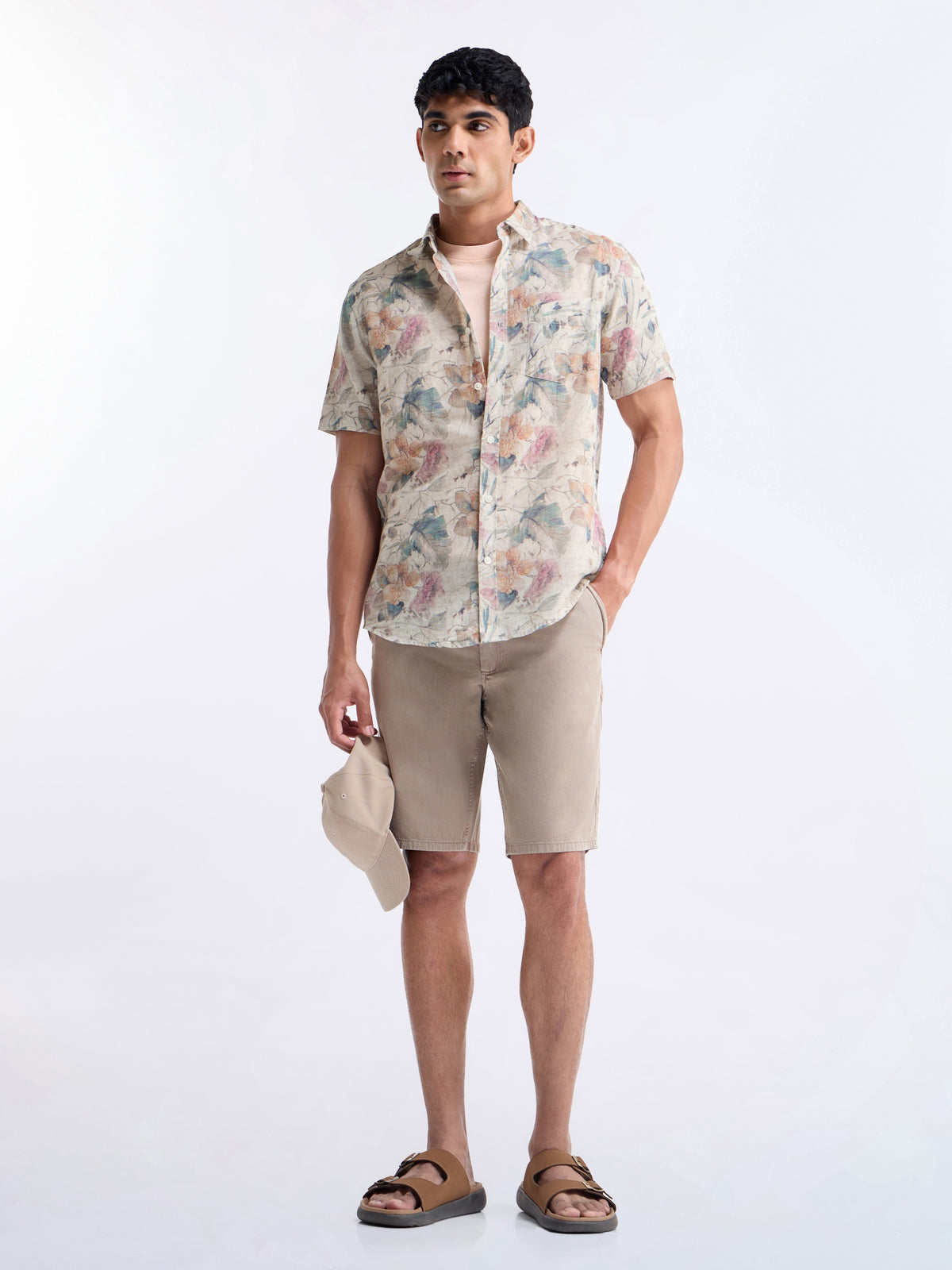 Natural Printed Regular Fit Shirt - Natural t4option_0