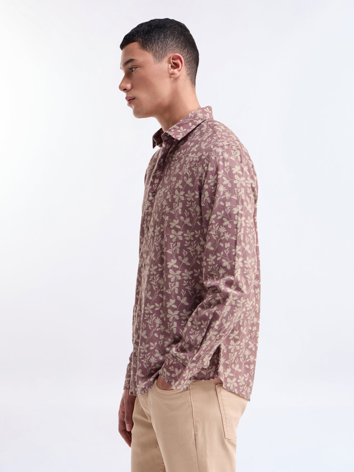 Mauve Printed Regular Fit Shirt - Mauve t4option_0
