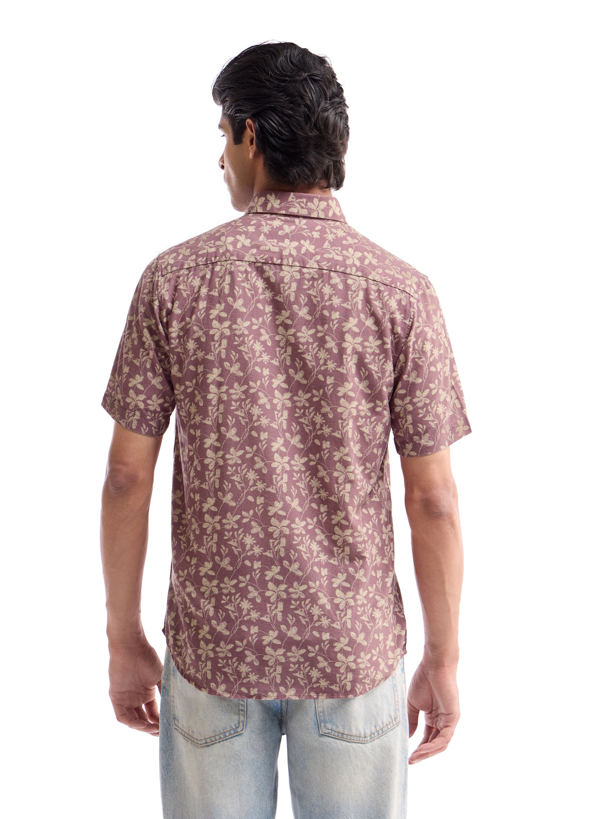 Mauve Printed Regular Fit Shirt - Mauve t4option_0