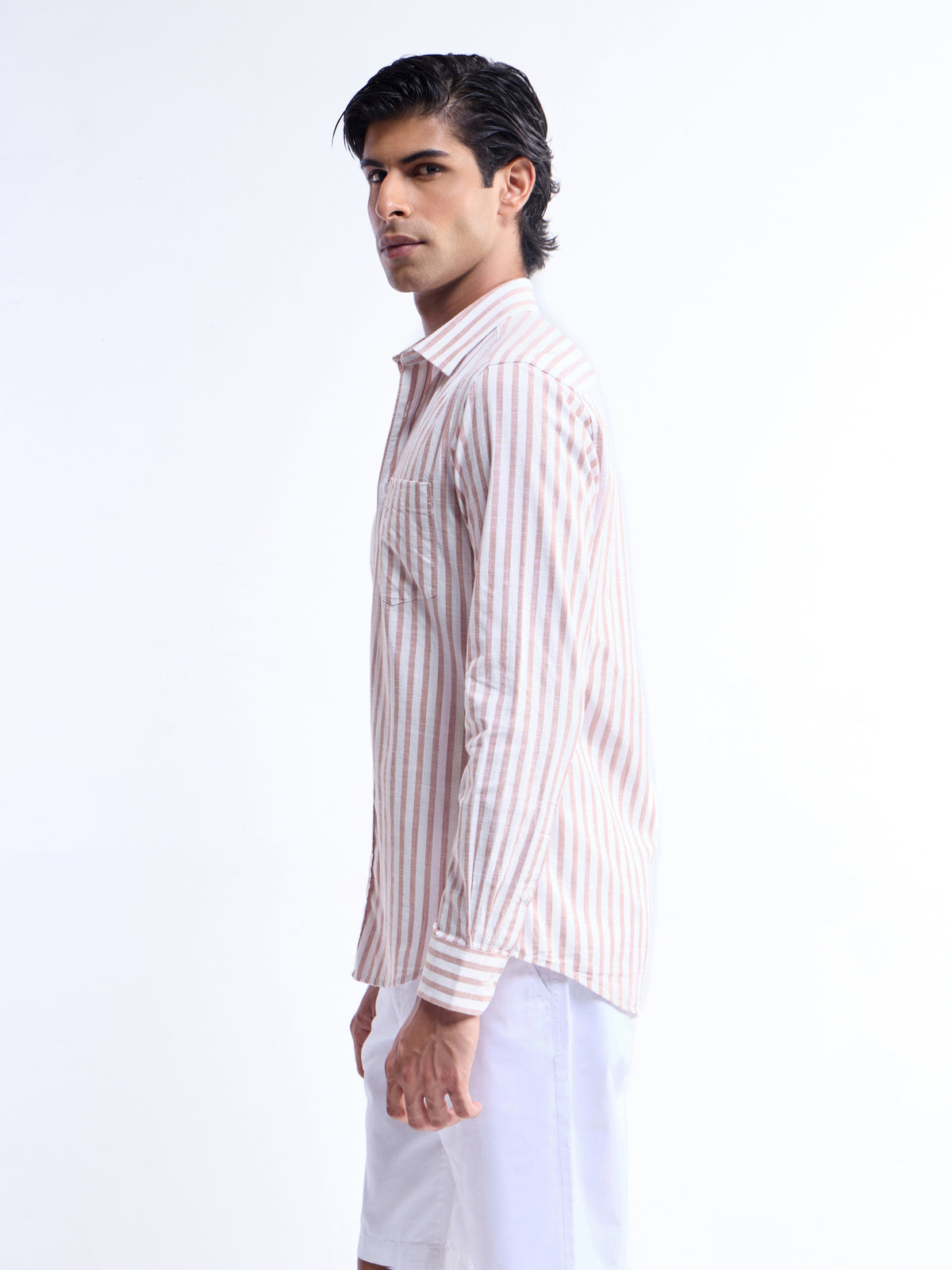 Striped Regular Fit Shirt - Orange t4option_0