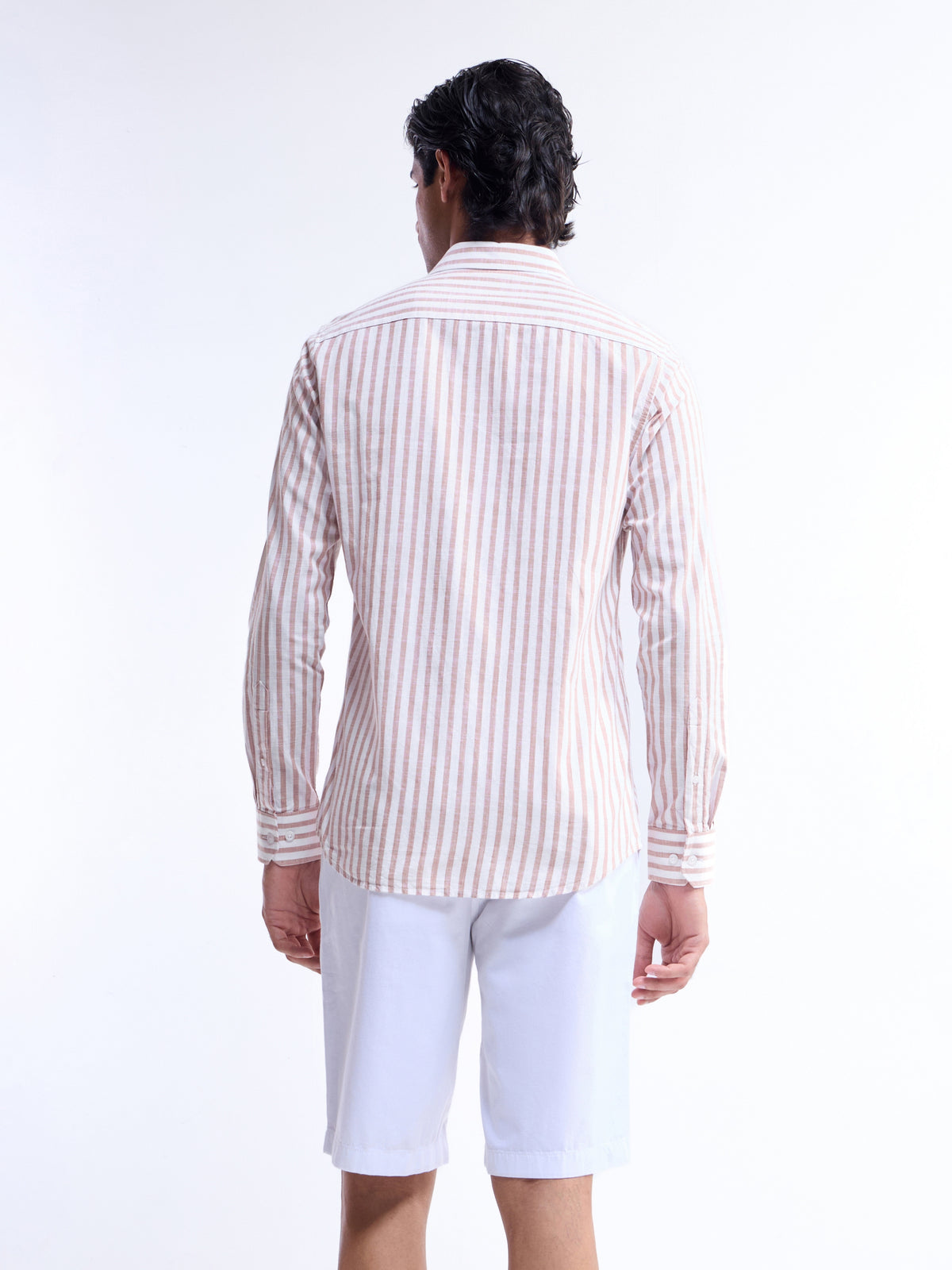 Striped Regular Fit Shirt - Orange t4option_0