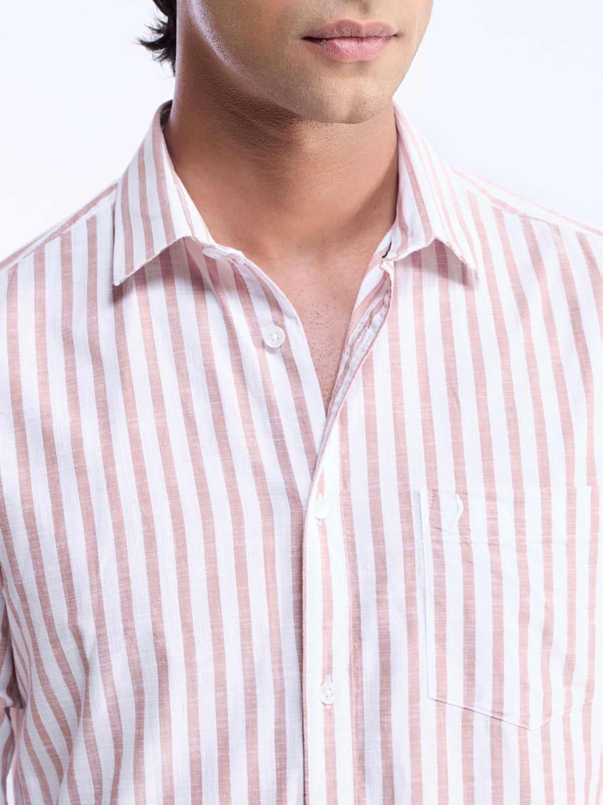 Striped Regular Fit Shirt - Orange t4option_0