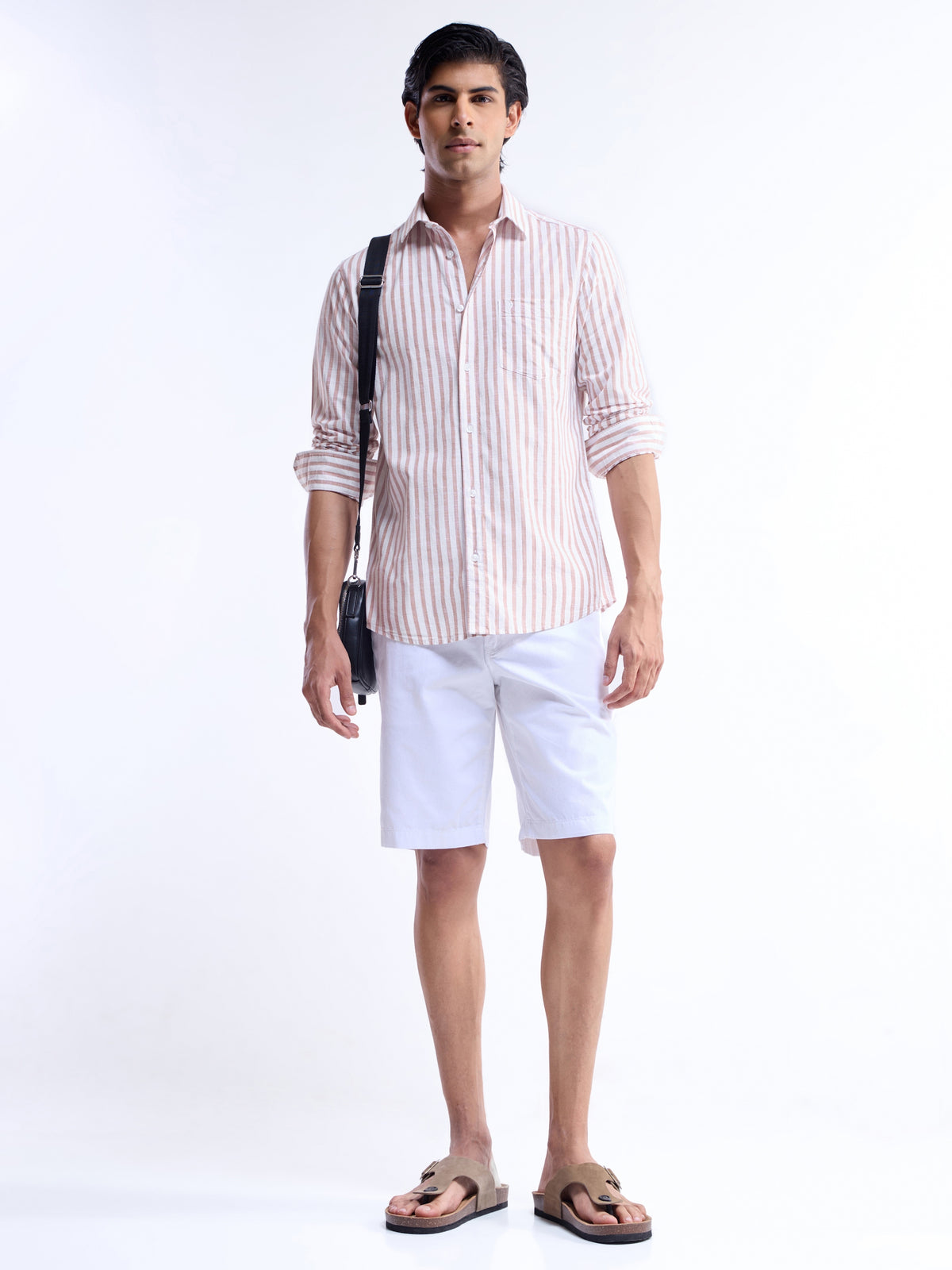 Striped Regular Fit Shirt - Orange t4option_0