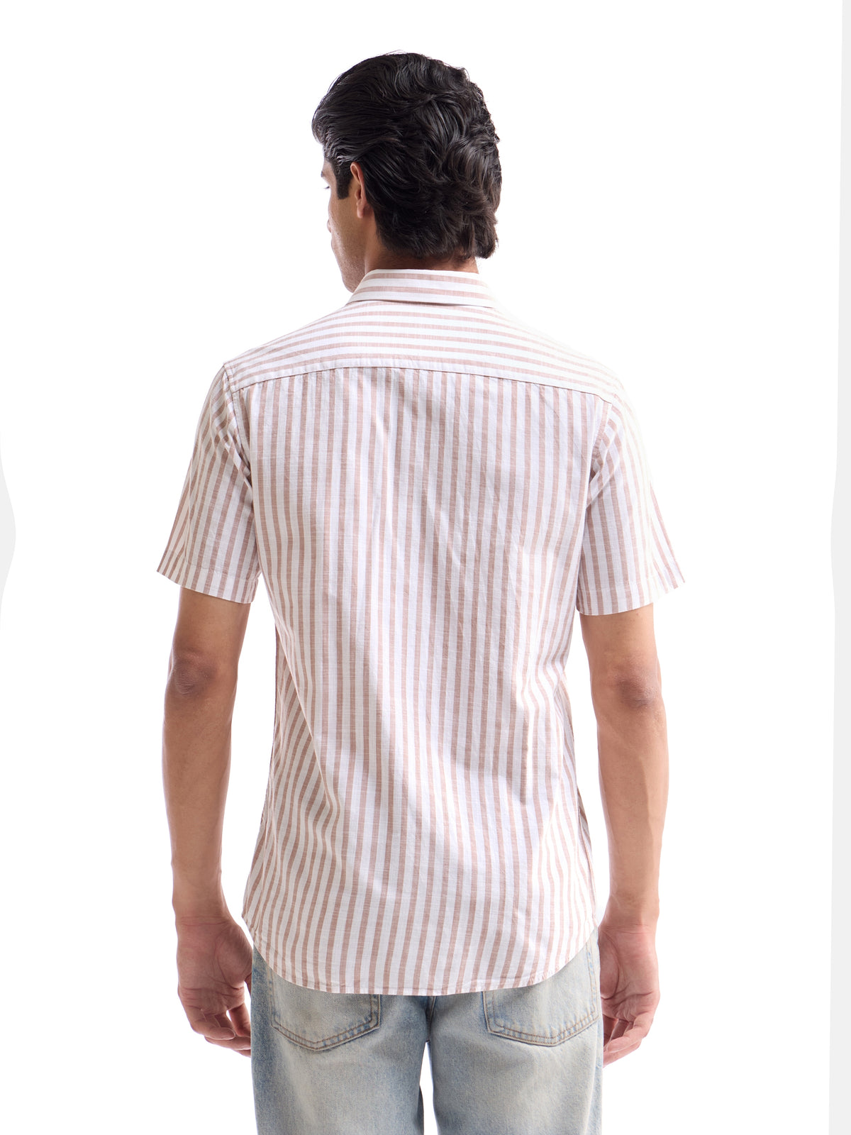 Striped Regular Fit Shirt - Orange t4option_0