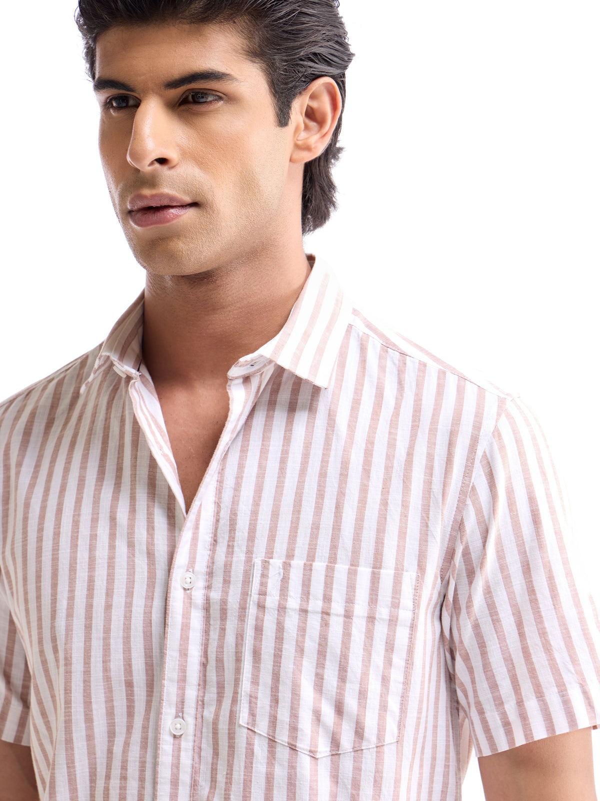 Striped Regular Fit Shirt - Orange t4option_0
