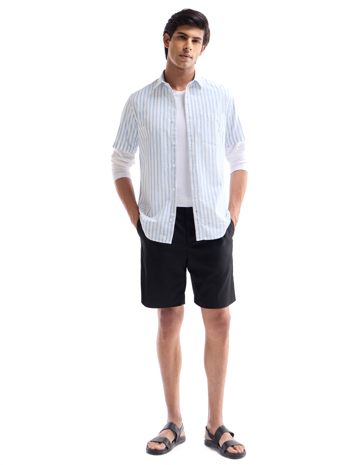 Striped Regular Fit Shirt - Sky t4option_2