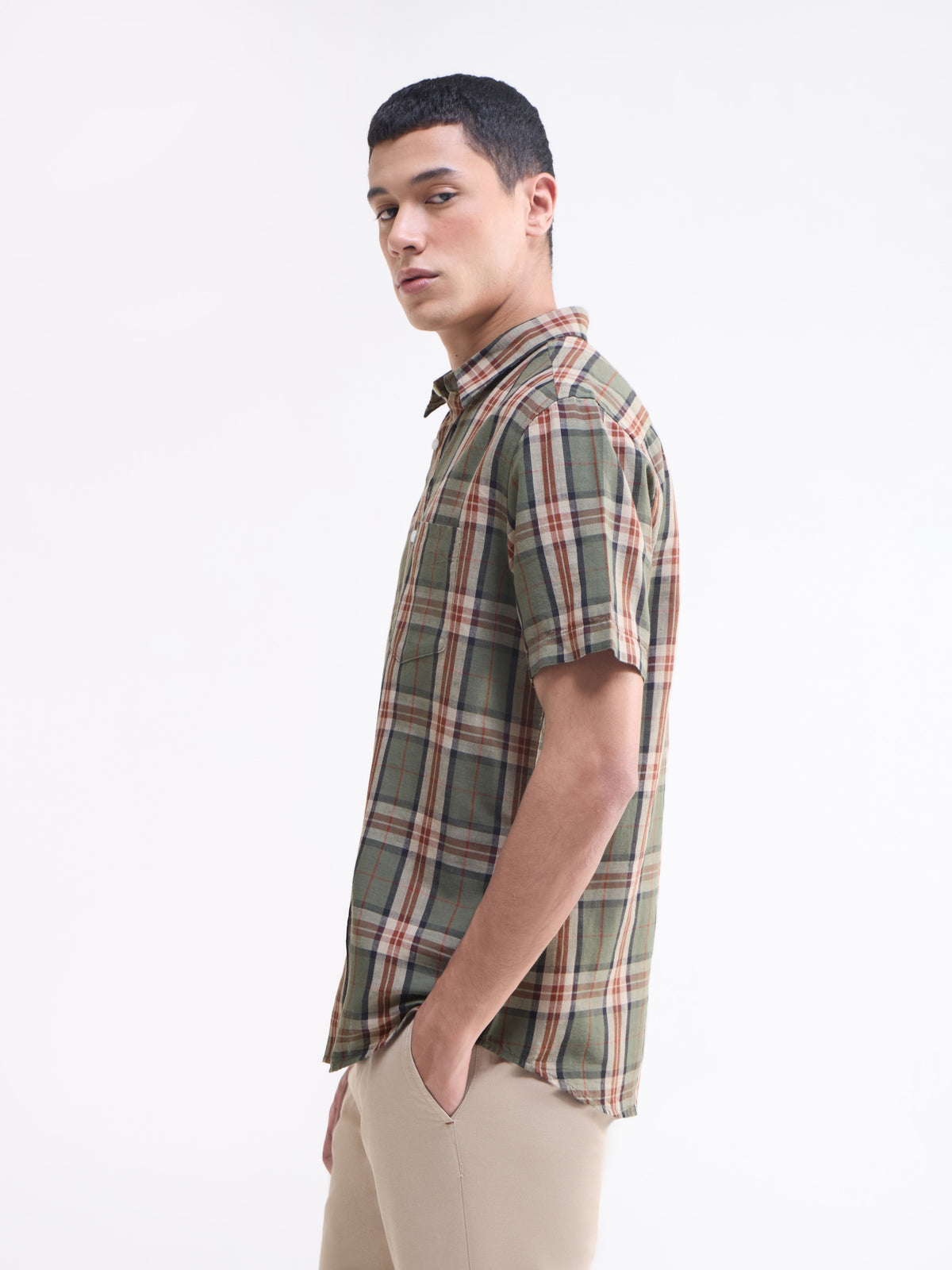 check Regular Fit Shirt - Olive t4option_0