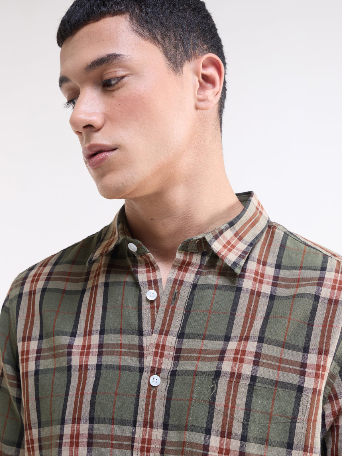 check Regular Fit Shirt - Olive t4option_0