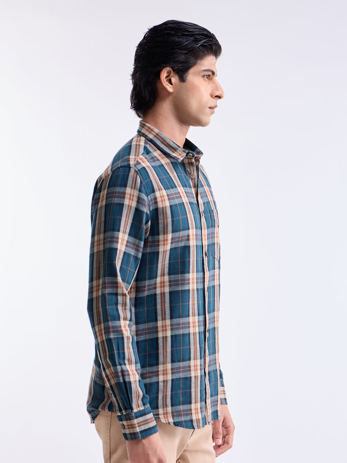check Regular Fit Shirt - Teal t4option_1