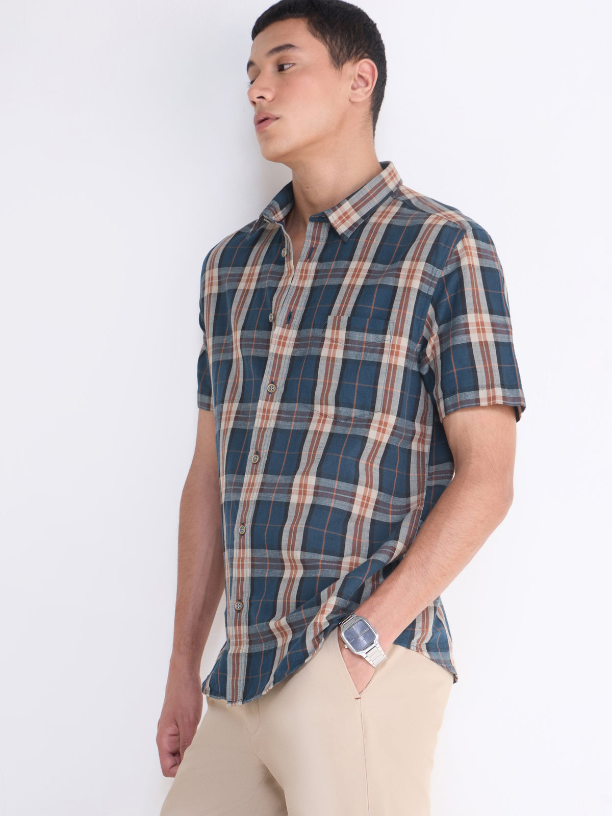 check Regular Fit Shirt - Teal t4option_1