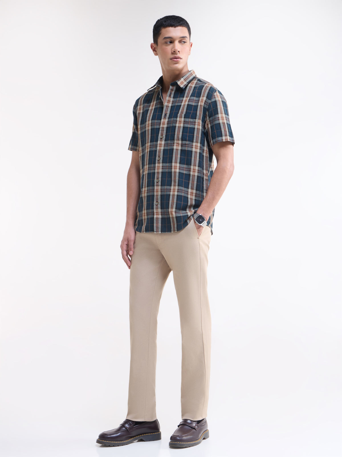 check Regular Fit Shirt - Teal t4option_1