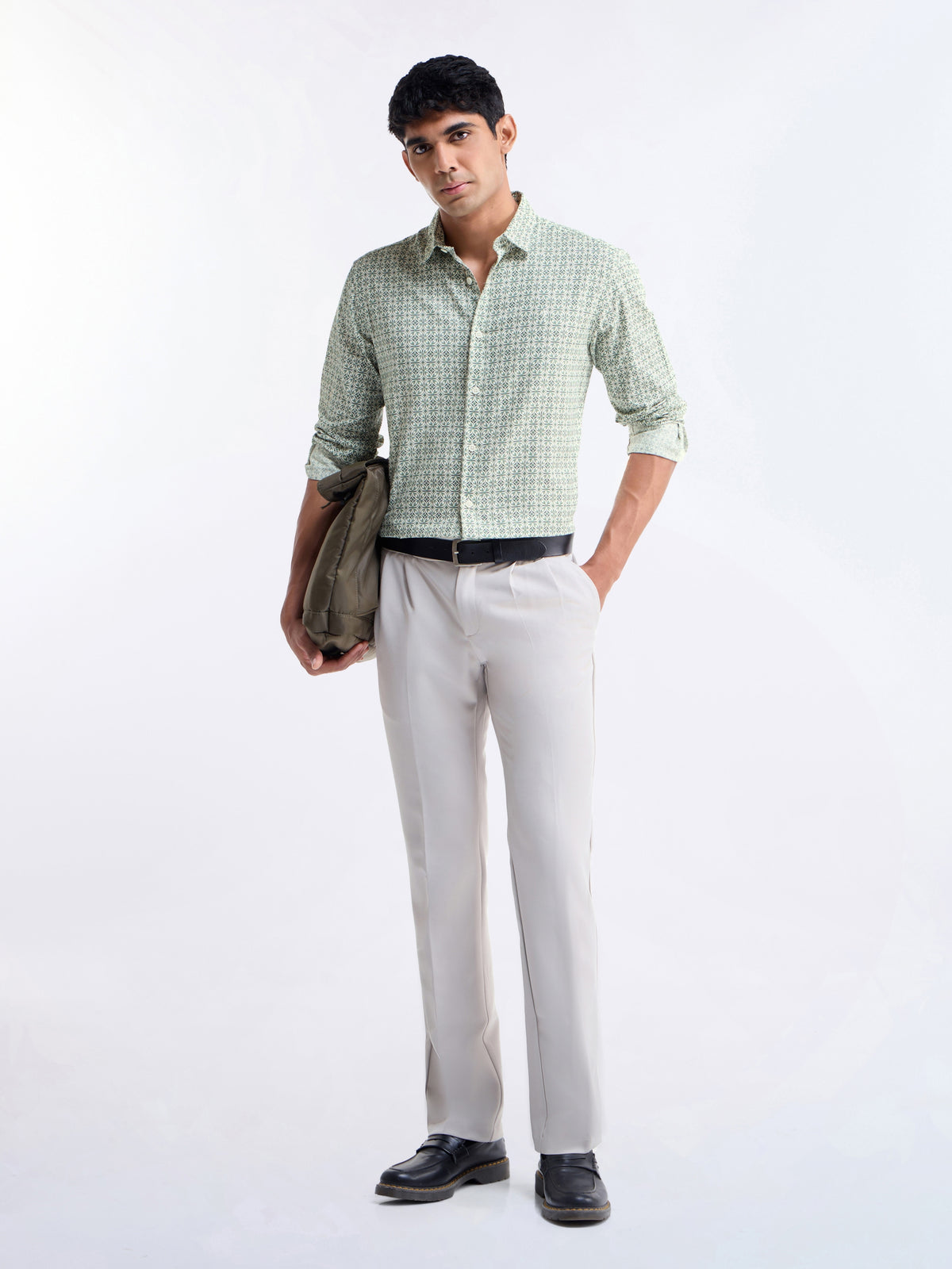 Light Green Printed Regular Fit Shirt - Lt Green t4option_0