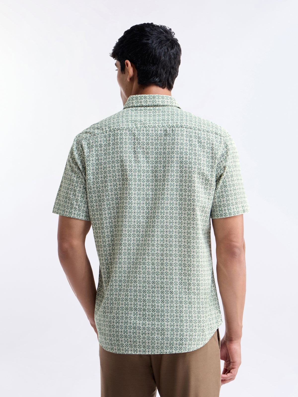 Light Green Printed Regular Fit Shirt - Lt Green t4option_0
