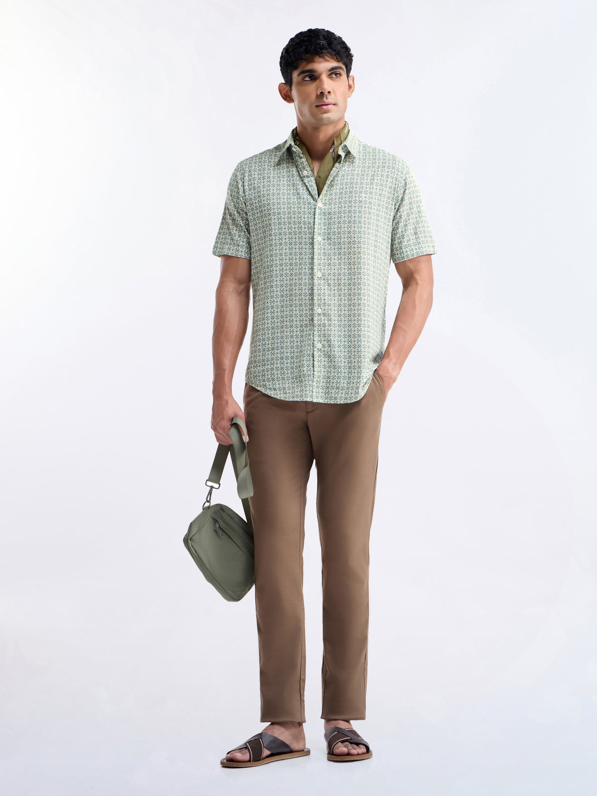 Light Green Printed Regular Fit Shirt - Lt Green t4option_0