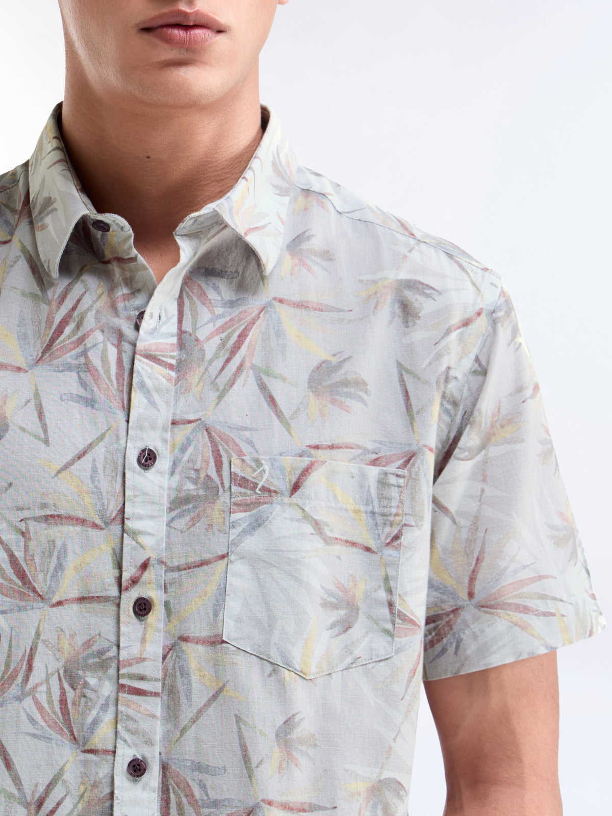 Light Grey Printed Regular Fit Shirt - Light Grey t4option_0