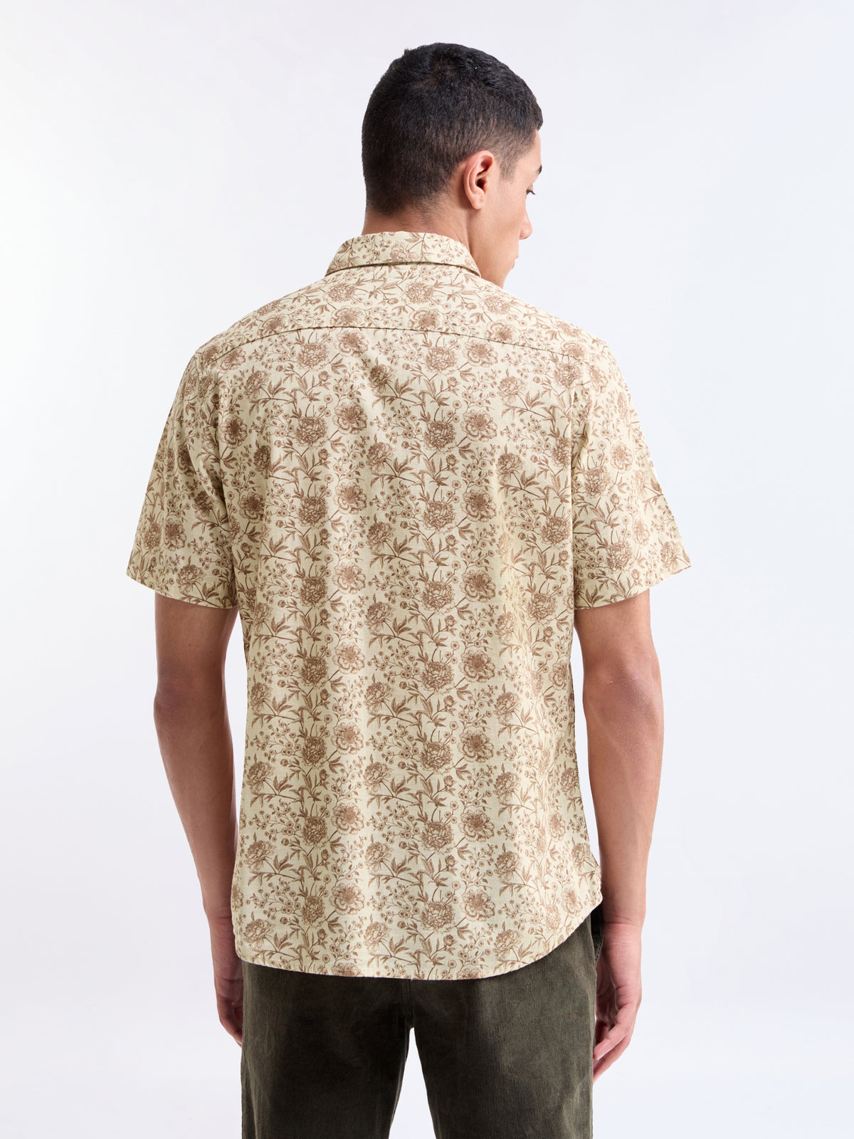 Ecru Printed Regular Fit Shirt - Ecru t4option_0