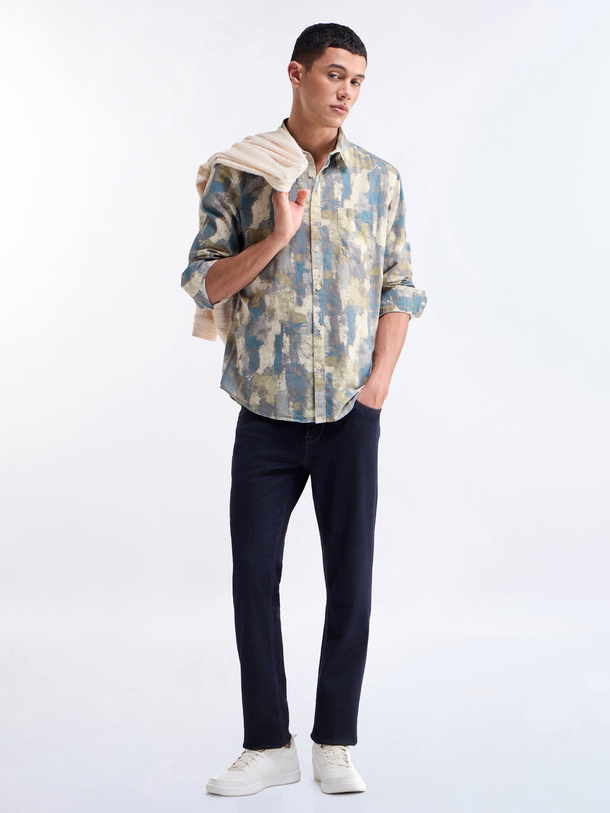 Olive Printed Regular Fit Shirt - Olive t4option_0