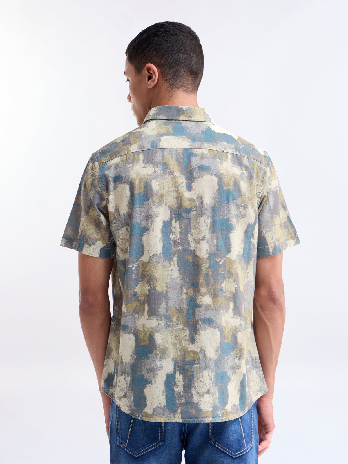 Olive Printed Regular Fit Shirt - Olive t4option_0