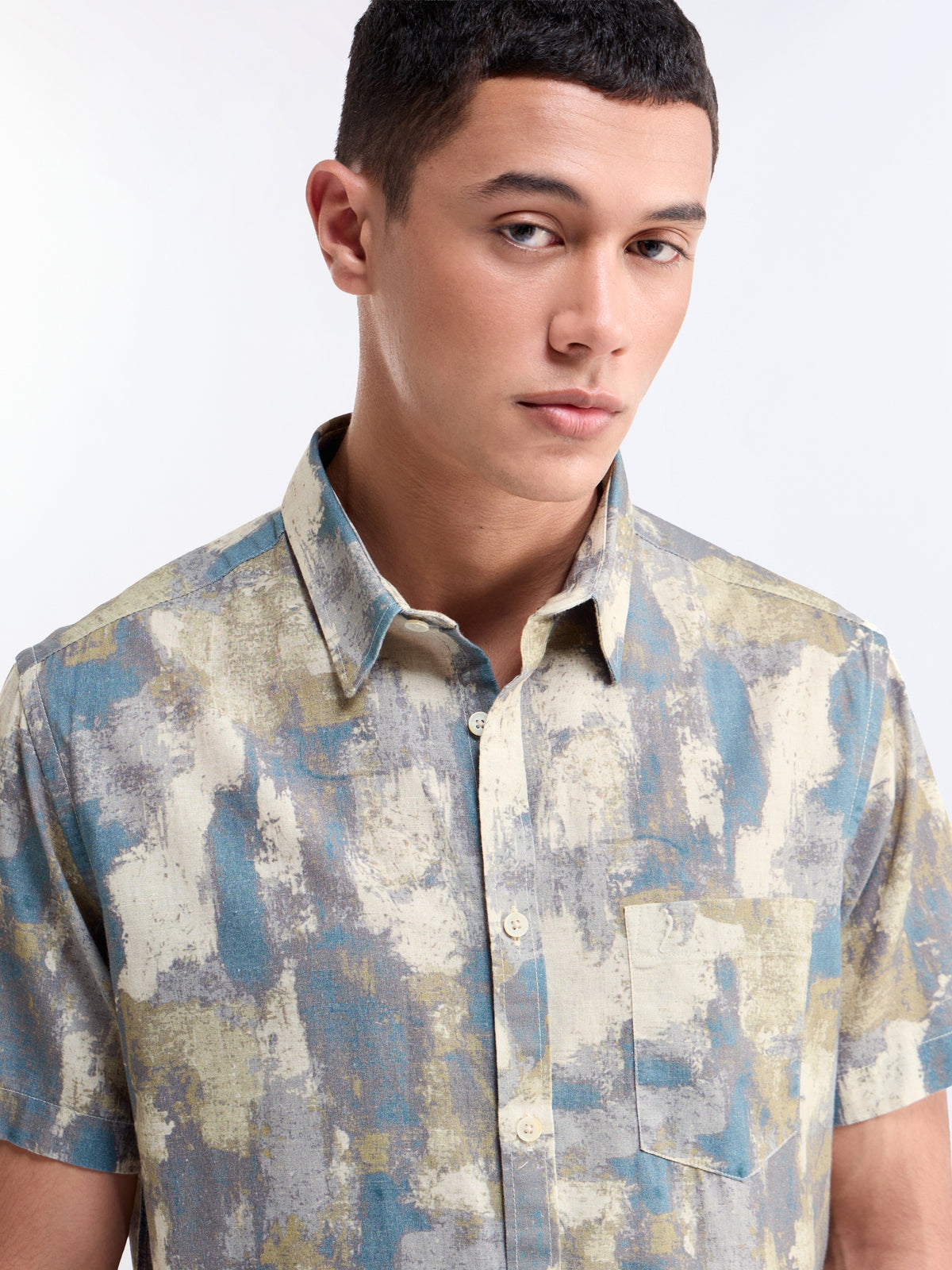 Olive Printed Regular Fit Shirt - Olive t4option_0