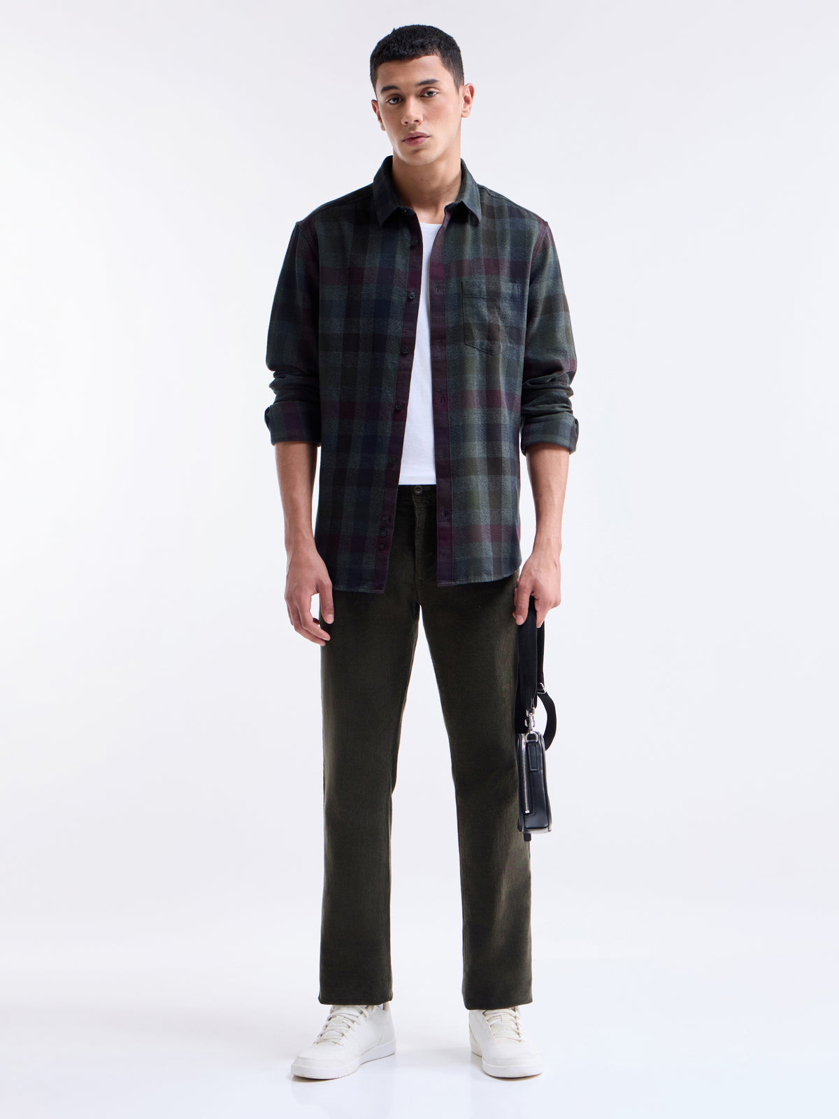 Olive check Regular Fit Shirt - Olive t4option_0