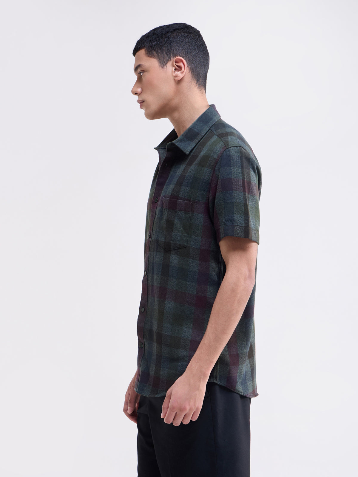 Olive check Regular Fit Shirt - Olive t4option_0