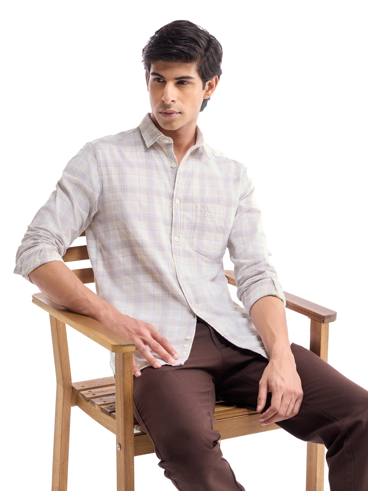 check Regular Fit Shirt - Khaki t4option_0