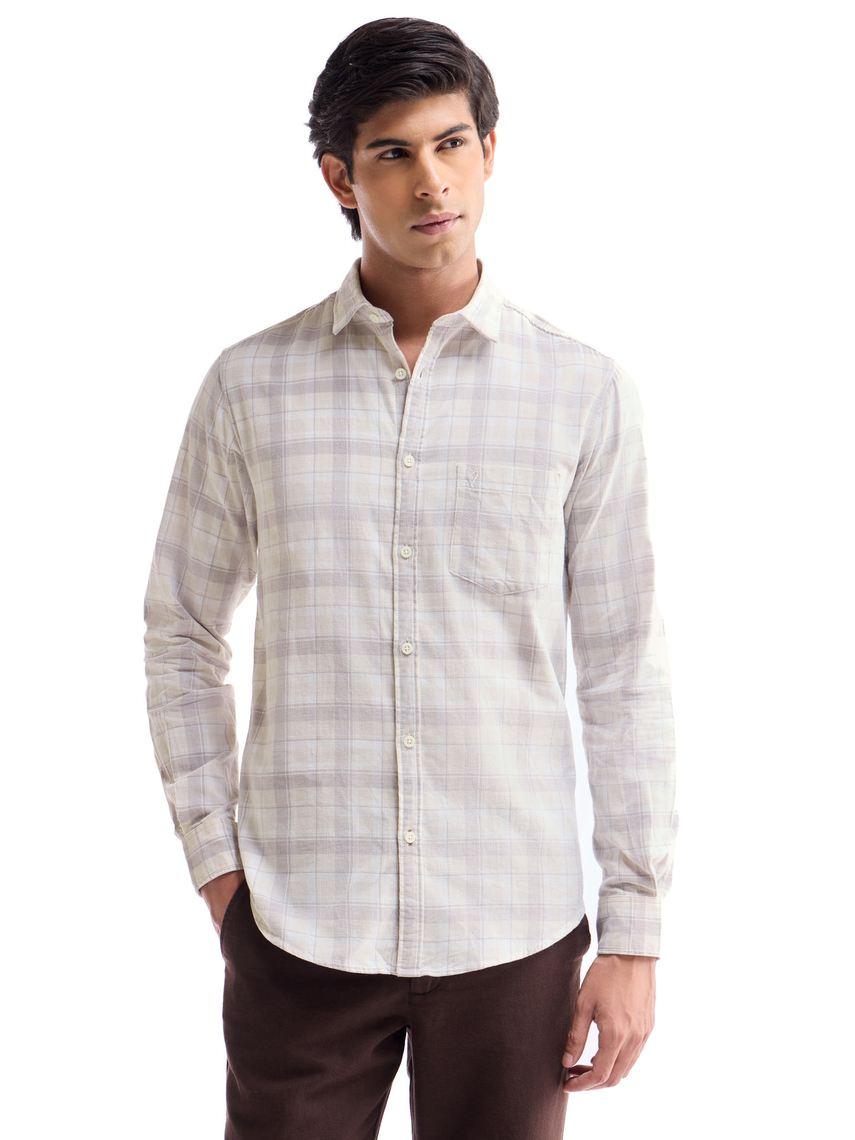 check Regular Fit Shirt - Khaki t4option_0